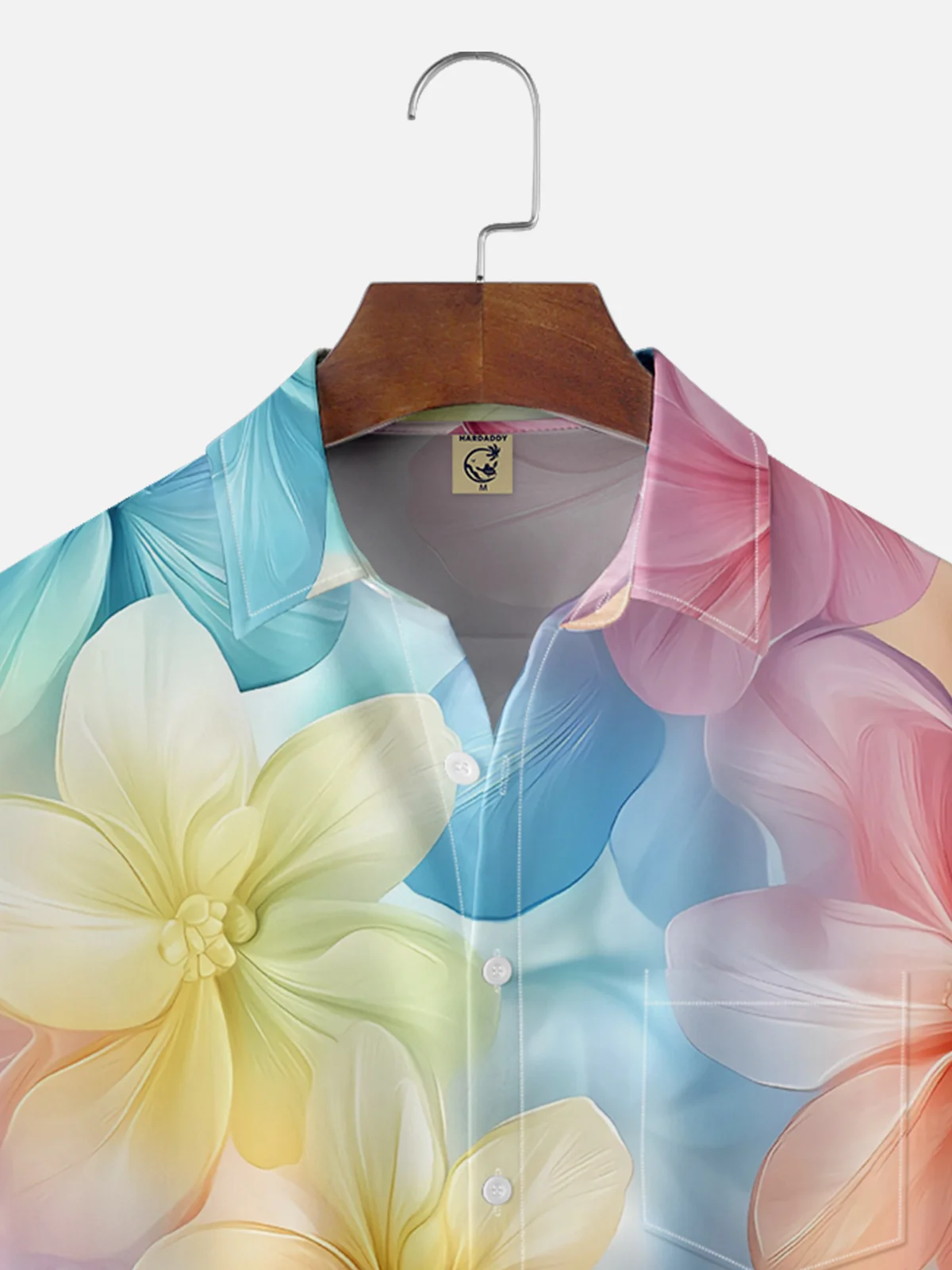 Moisture-wicking Colorful Floral Art Chest Pocket Hawaiian Shirt