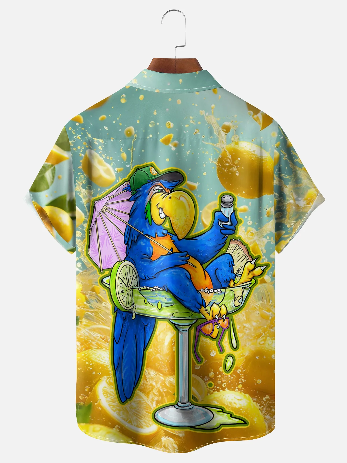 Moisture-wicking Art Illustrator Collaboration Parrot Chest Pocket Hawaiian Shirt