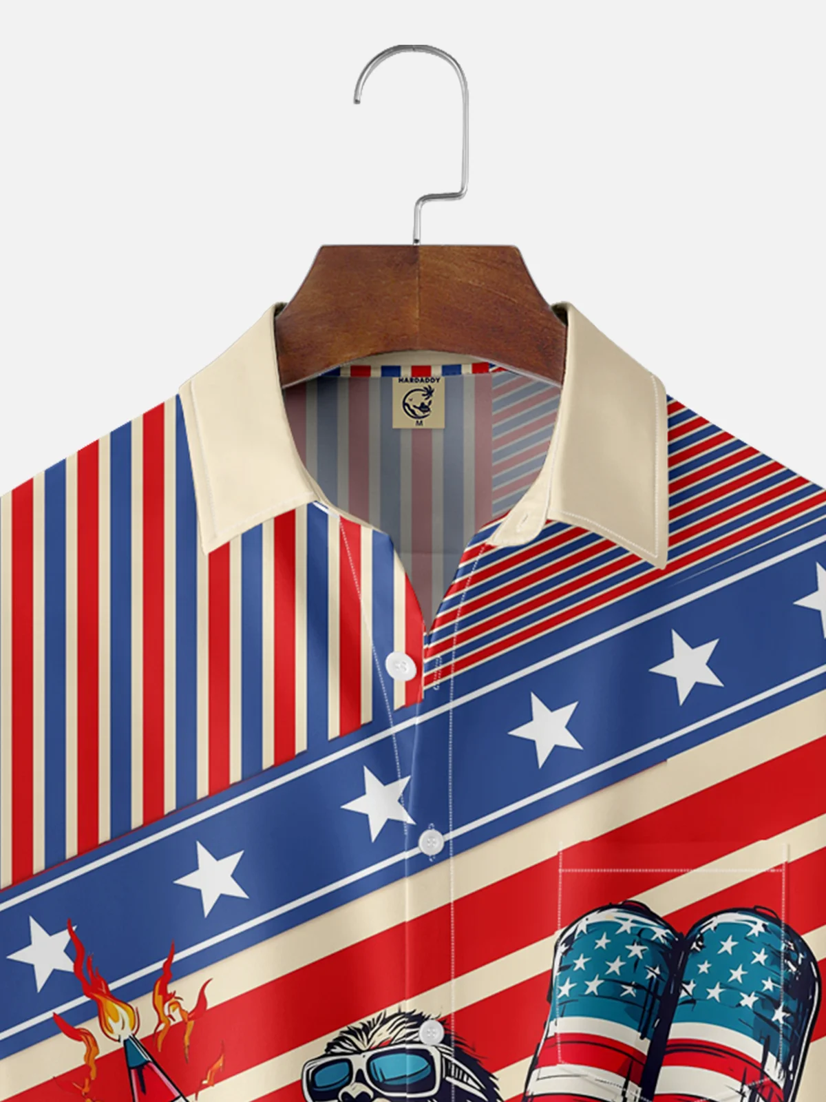 Moisture-wicking American National Day Bigfoot Chest Pocket Casual Shirt
