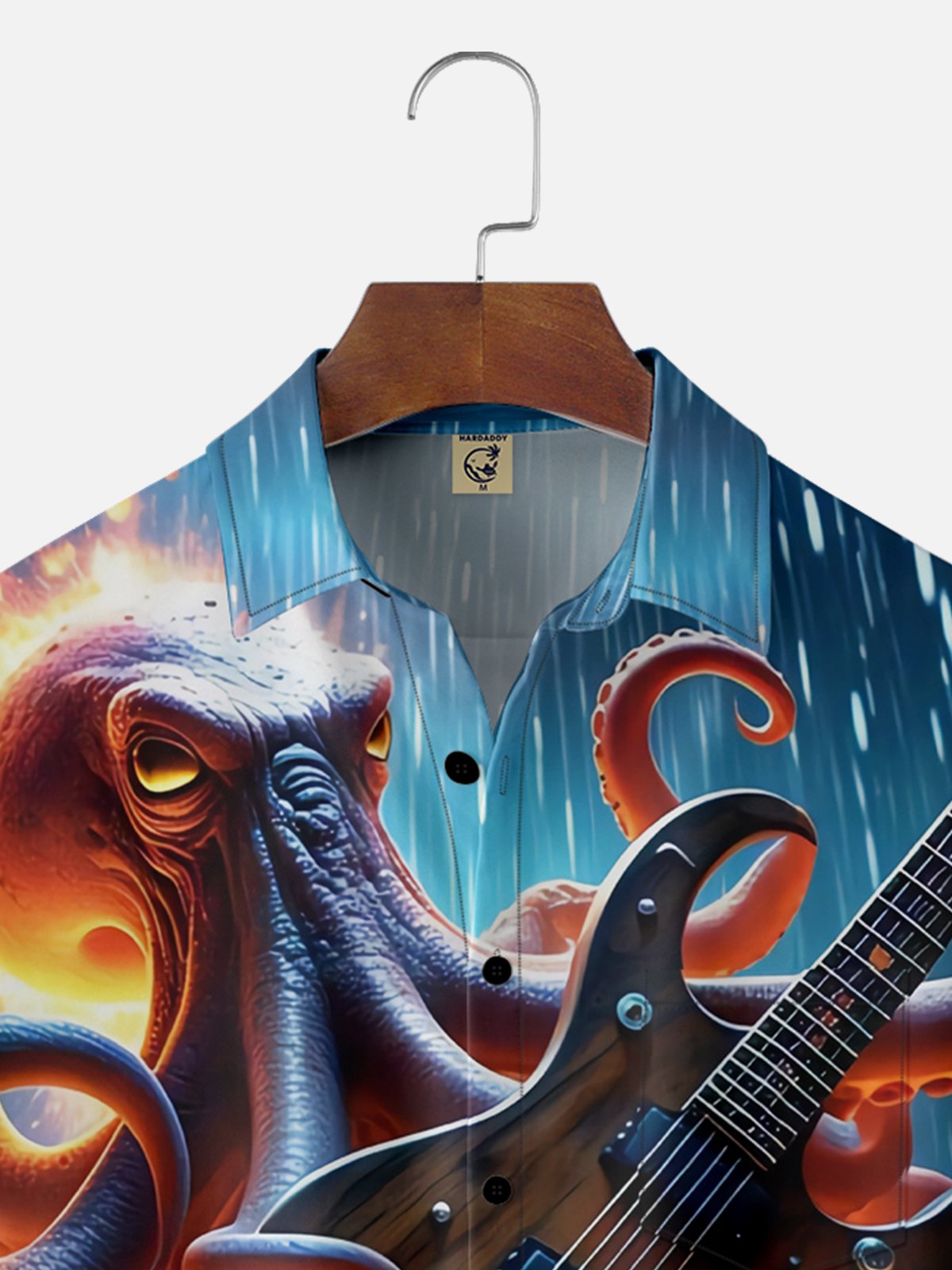 Moisture Wicking Guitar Octopus Chest Pocket Hawaiian Shirt