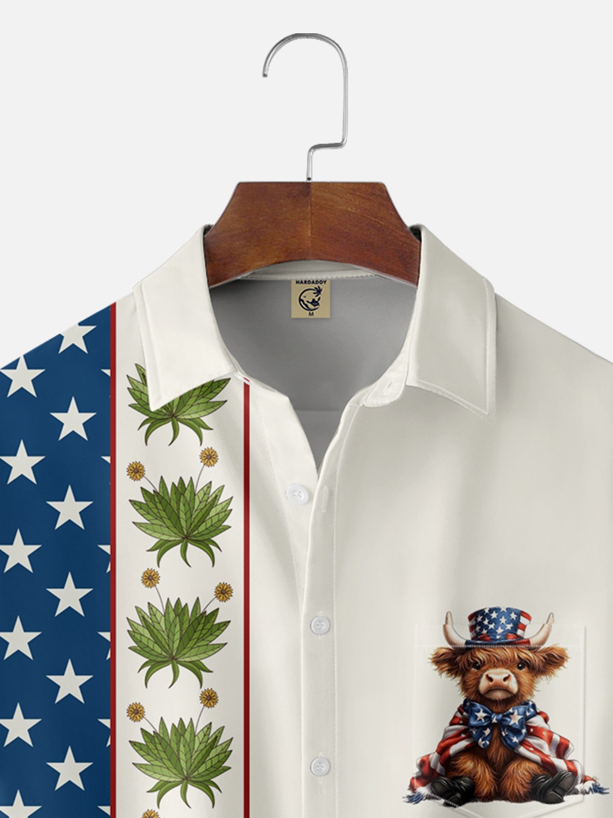 Moisture-wicking American Flag Cattle Chest Pocket Casual Shirt
