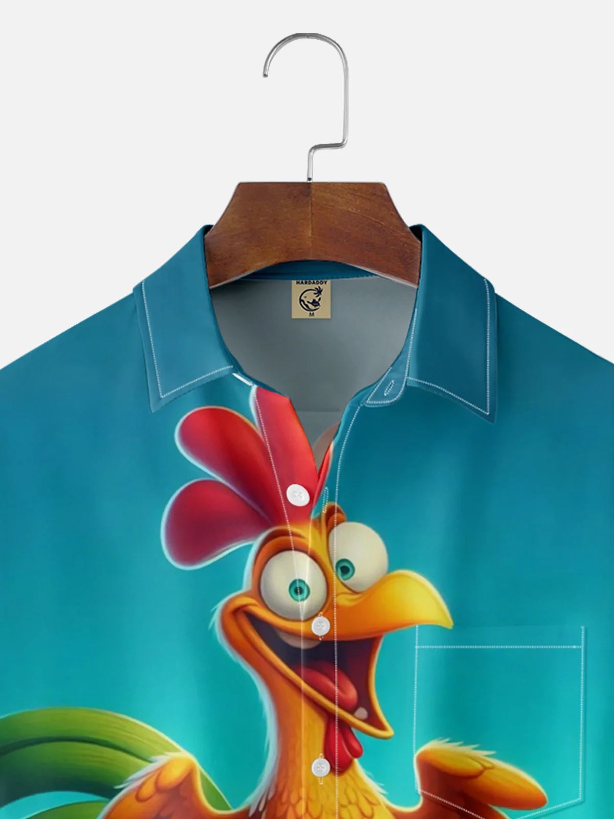 Moisture Wicking Funny Chicken Chest Pocket Hawaiian Shirt