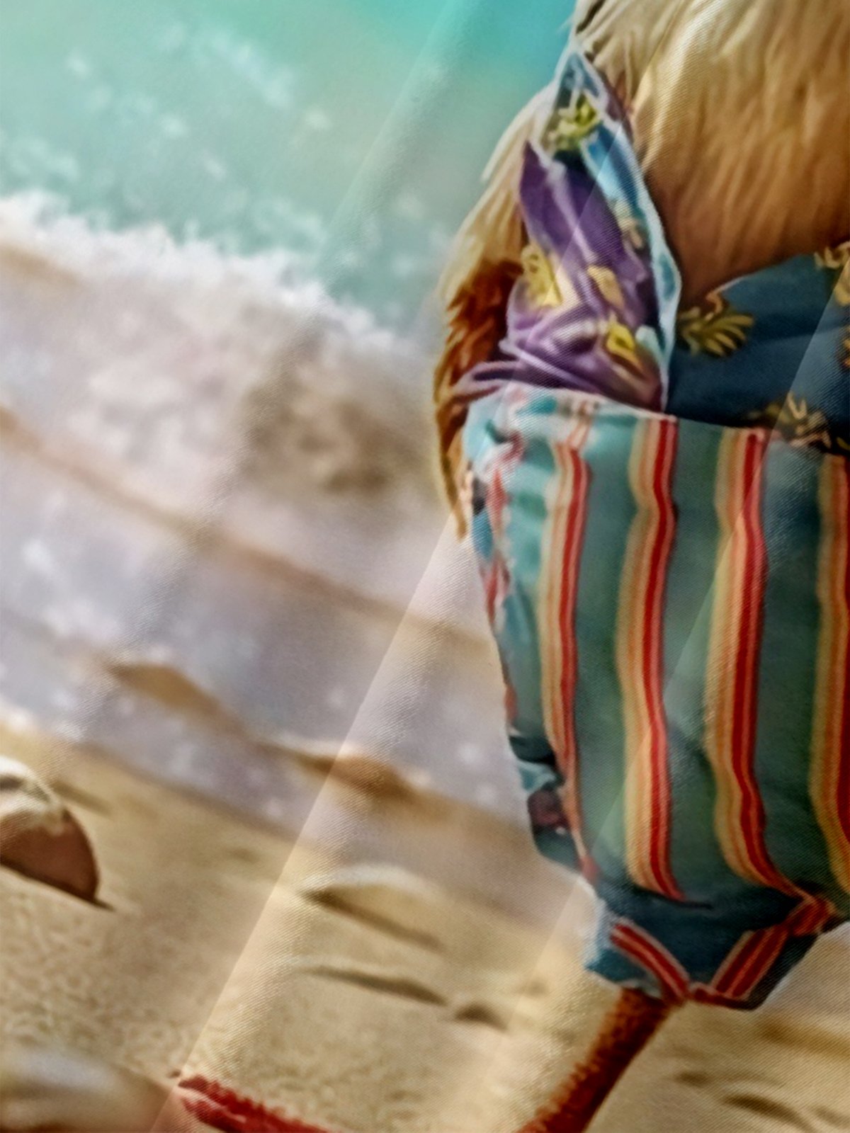 Moisture Wicking Fun Beach Chicken Chest Pocket Hawaiian Shirt