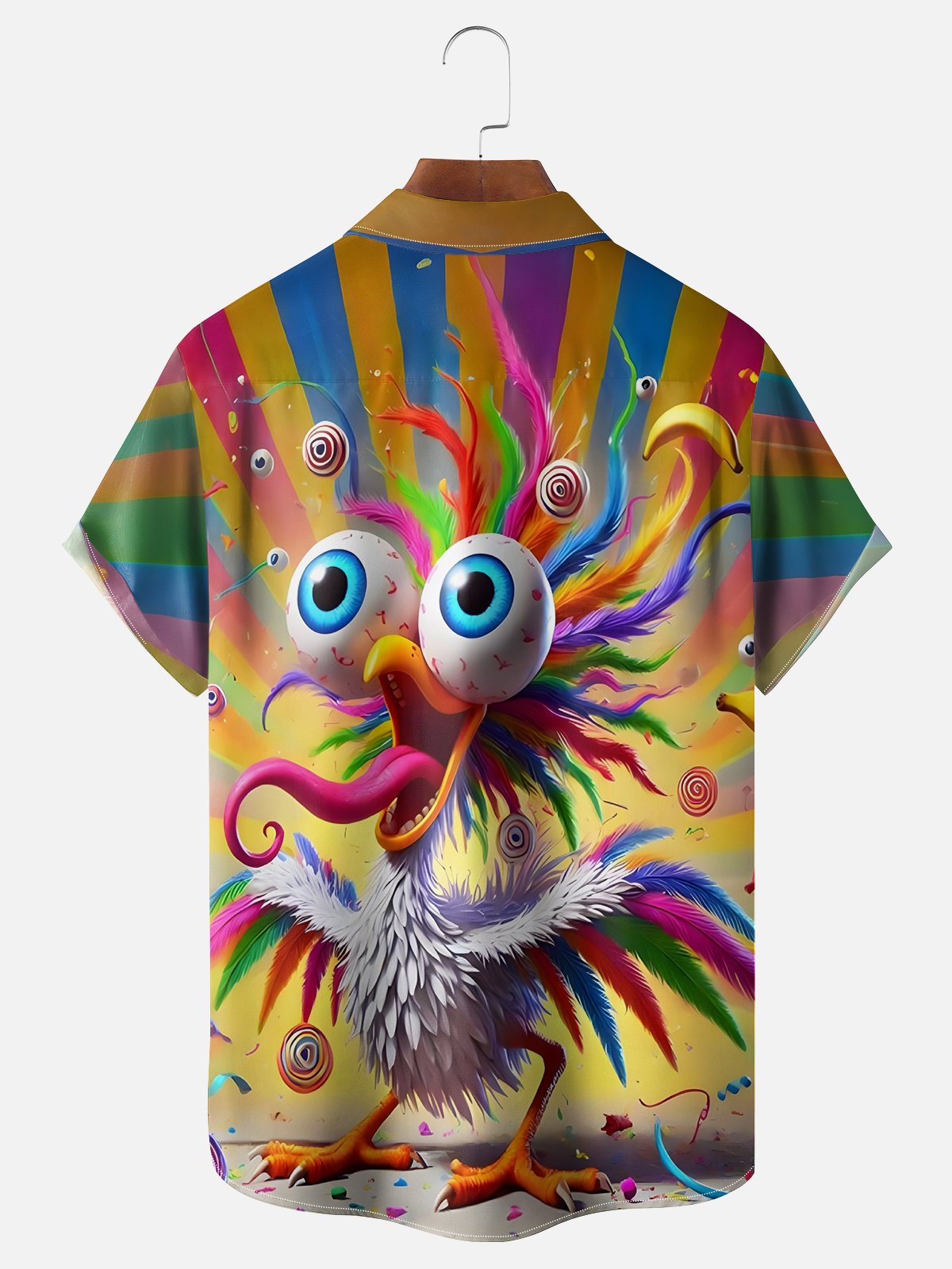 Moisture Wicking Funny Chicken Chest Pocket Hawaiian Shirt