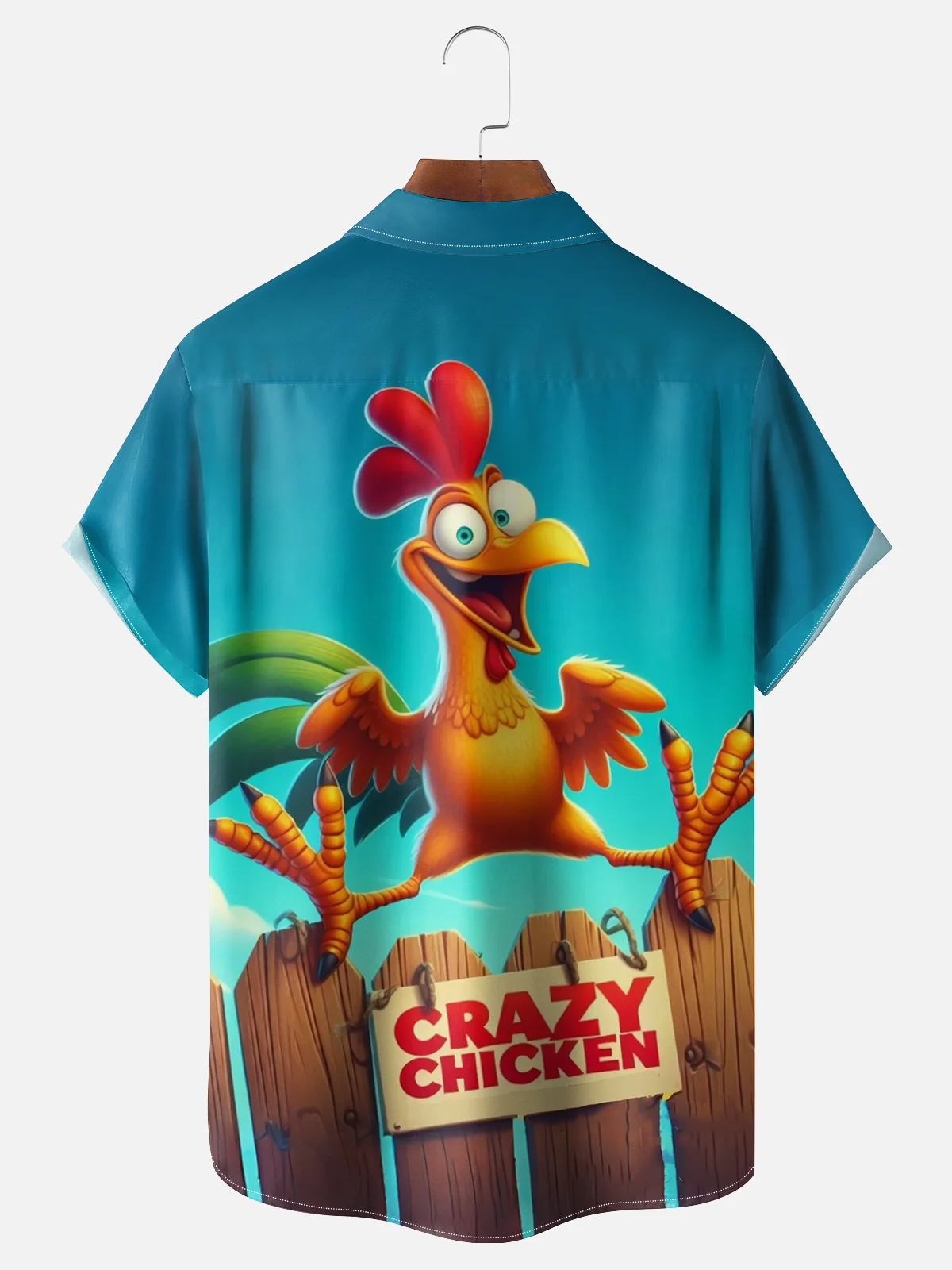 Moisture Wicking Funny Chicken Chest Pocket Hawaiian Shirt