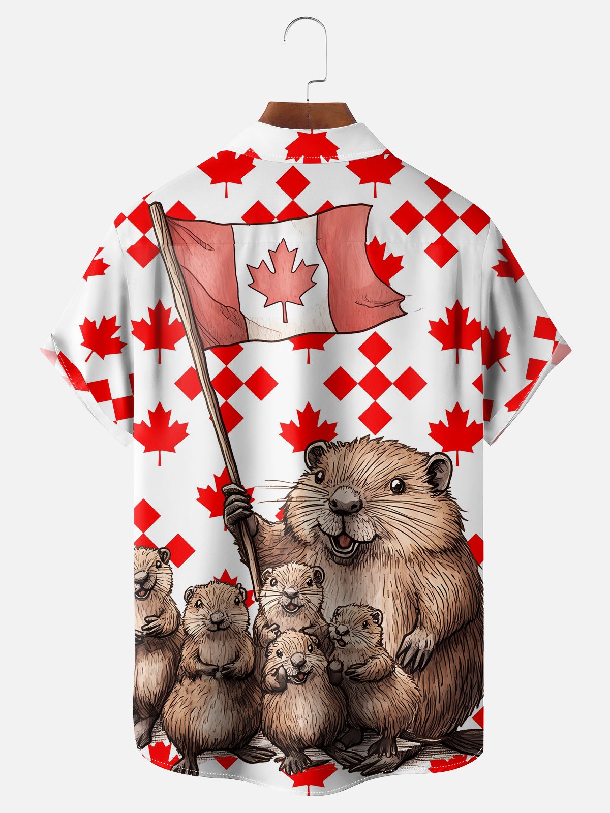 Moisture-wicking Canada Day Beaver Chest Pocket Casual Shirt