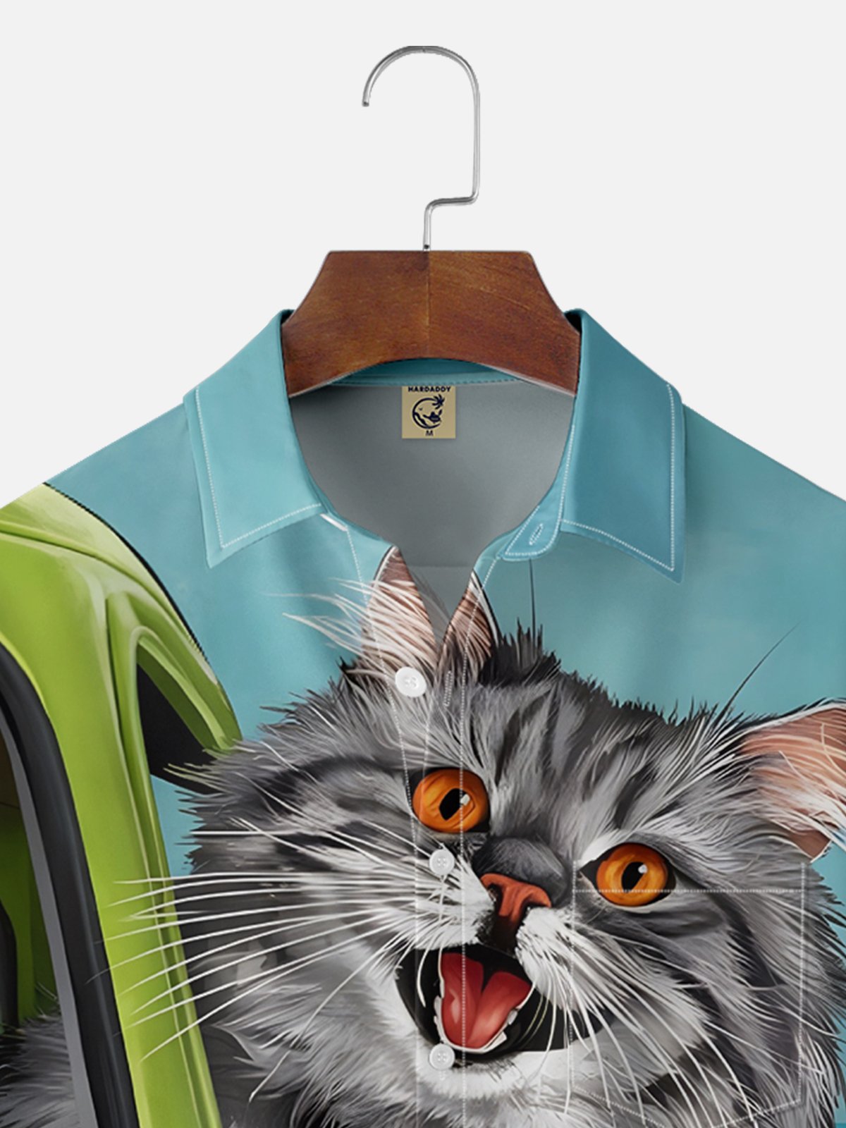Moisture Wicking Funny Cat Chest Pocket Hawaiian Shirt
