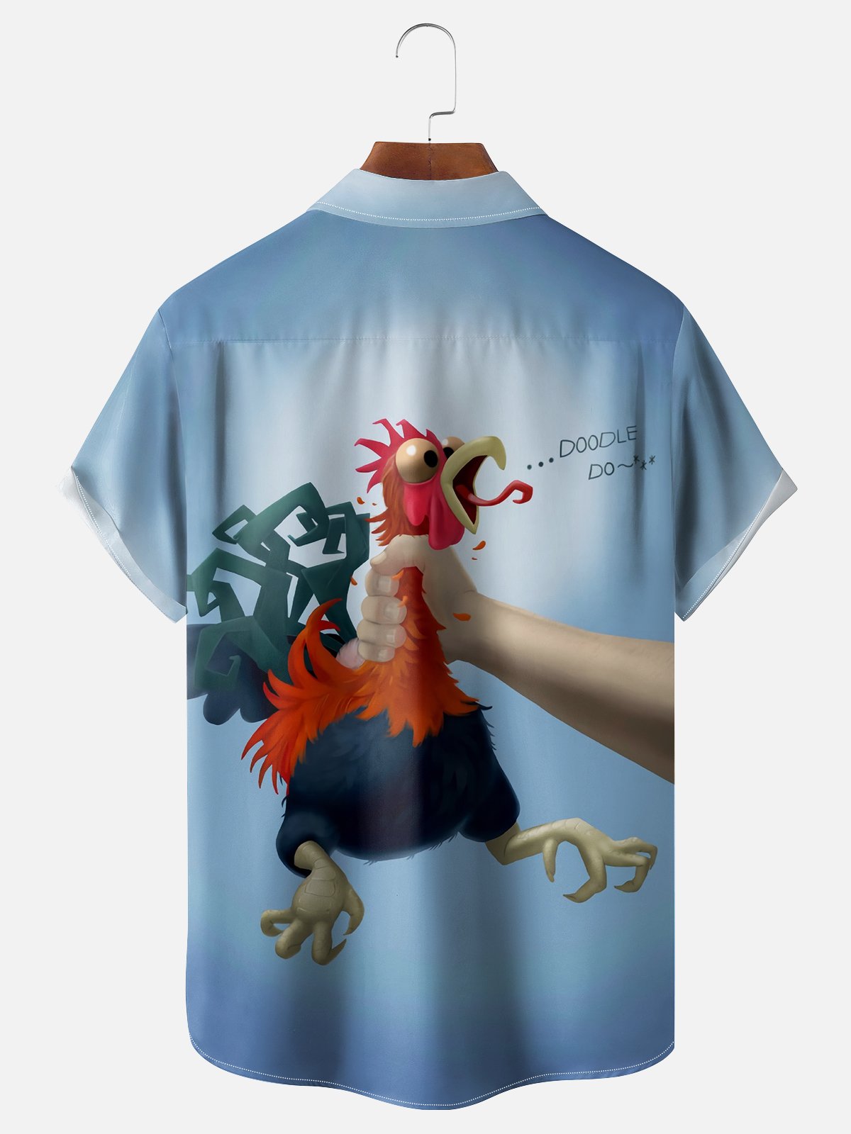 Moisture Wicking Funny Screaming Chicken Chest Pocket Hawaiian Shirt