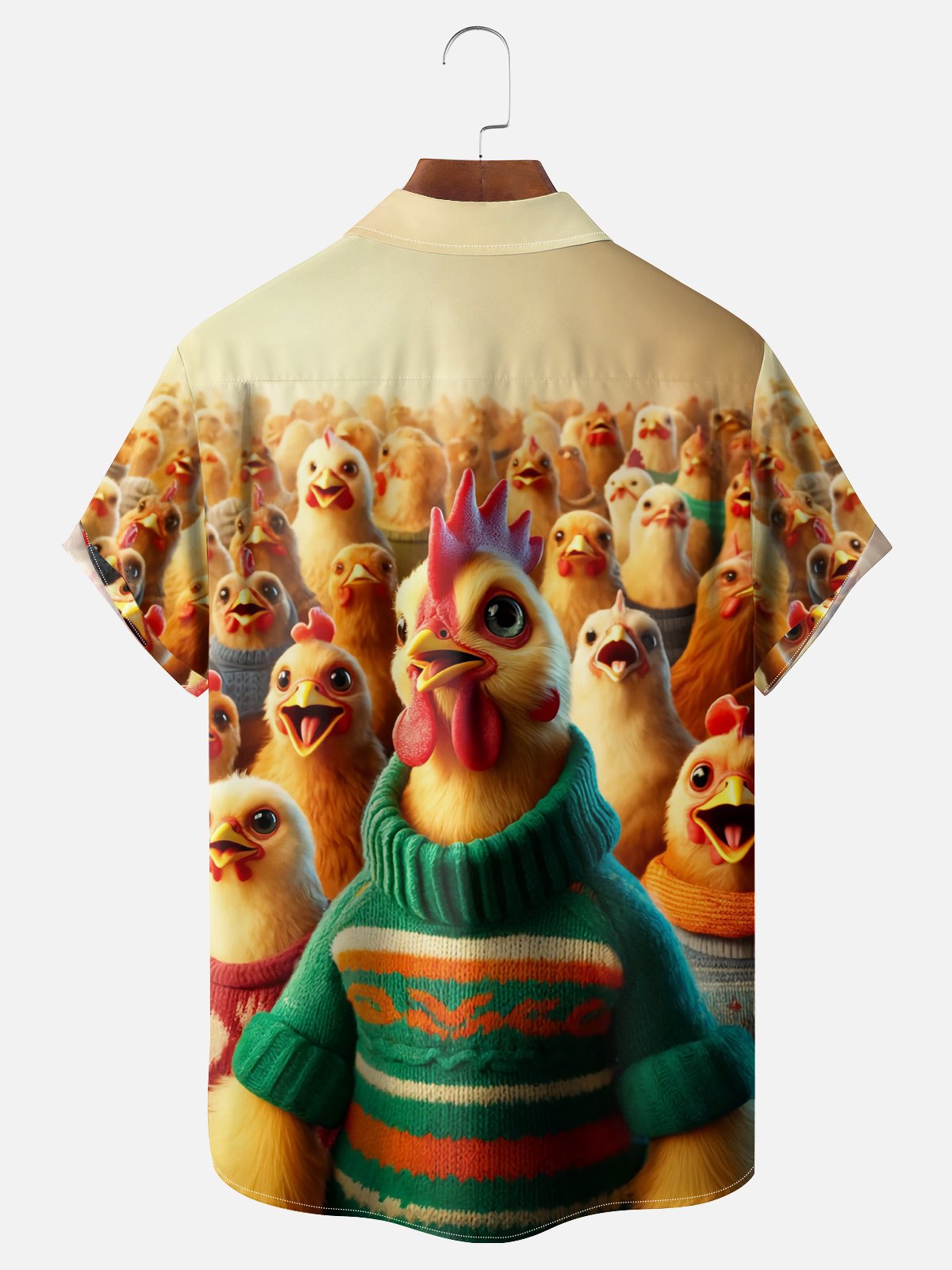 Moisture Wicking Funny Chicken Chest Pocket Hawaiian Shirt