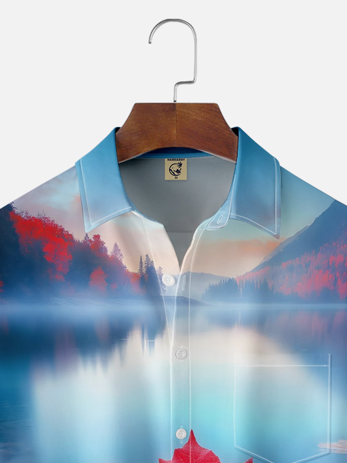 Moisture Wicking Canada Day Maple Leaf Chest Pocket Hawaiian Shirt