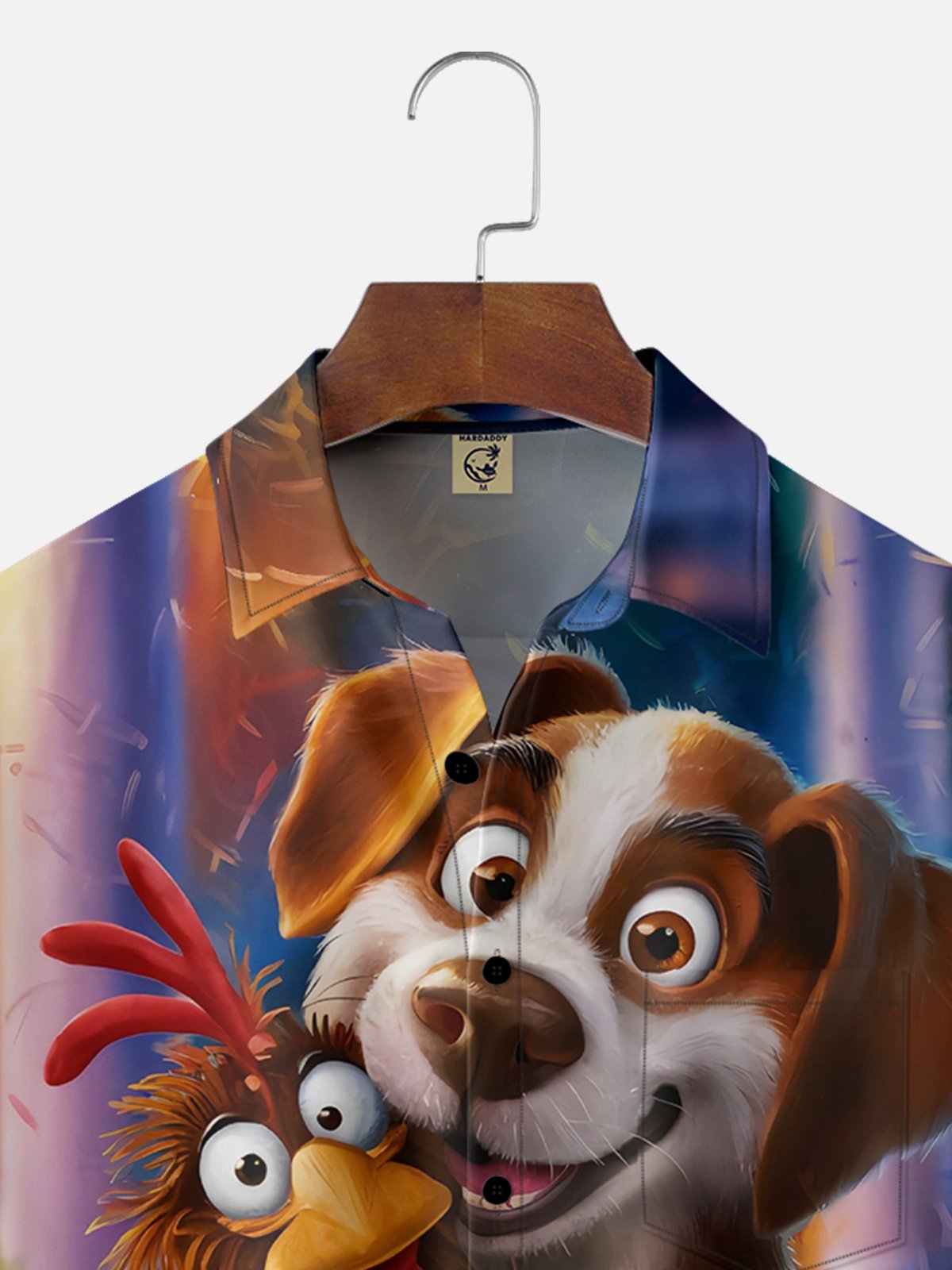 Moisture Wicking Funny Dog Chicken Chest Pocket Hawaiian Shirt