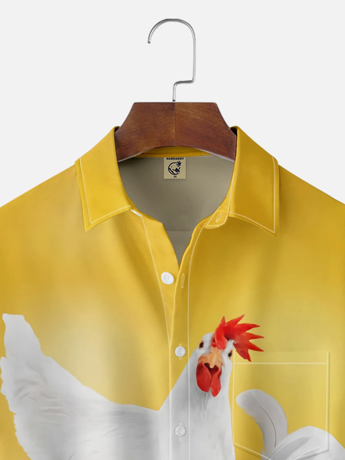 Moisture Wicking Funny Chicken Chest Pocket Hawaiian Shirt