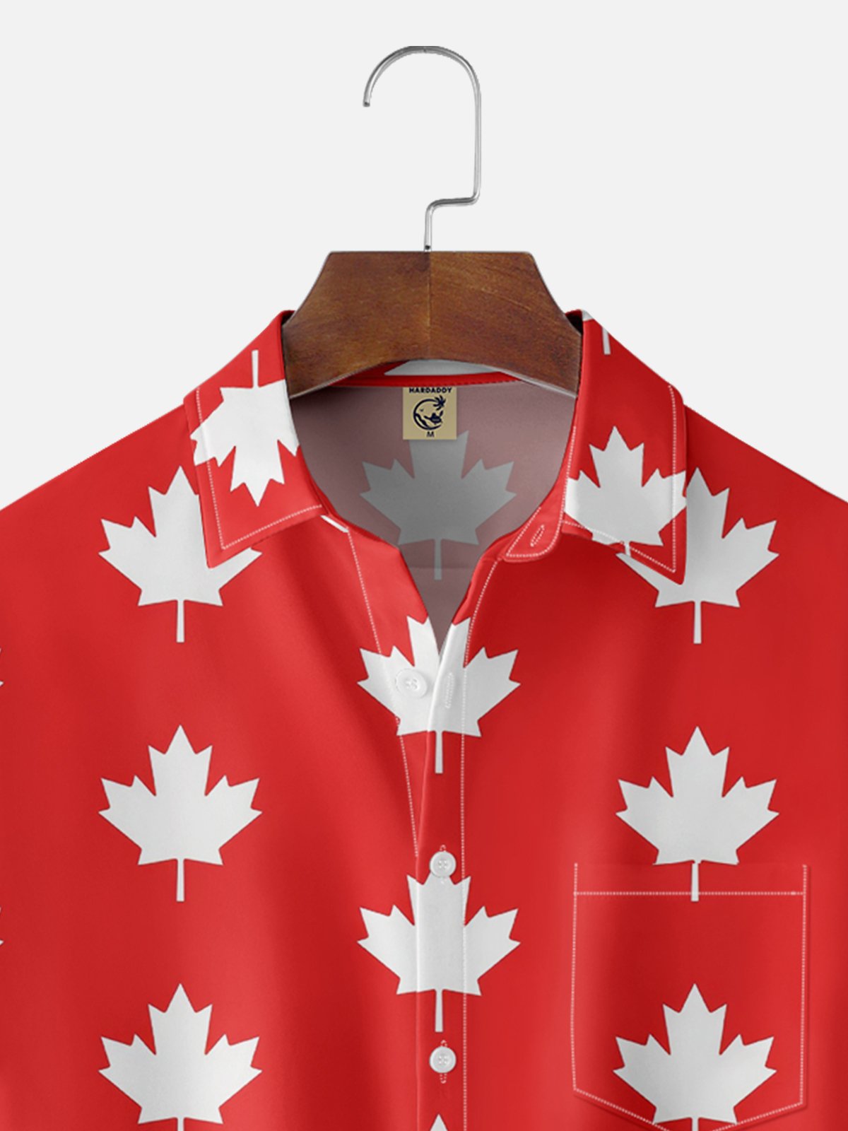 Moisture Wicking Canada Day Maple Leaf Chest Pocket Hawaiian Shirt