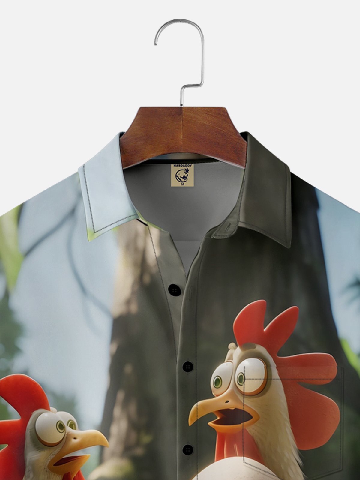 Moisture Wicking Funny Chicken Chest Pocket Hawaiian Shirt