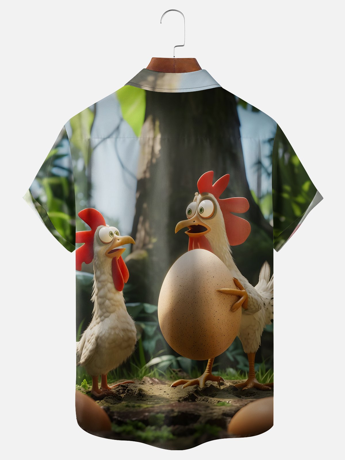 Moisture Wicking Funny Chicken Chest Pocket Hawaiian Shirt