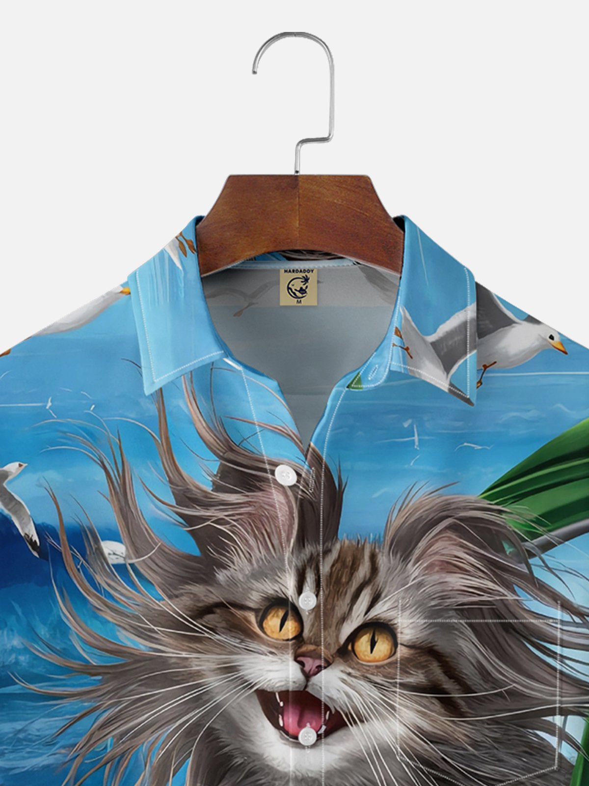 Moisture Wicking Funny Cat Chest Pocket Hawaiian Shirt