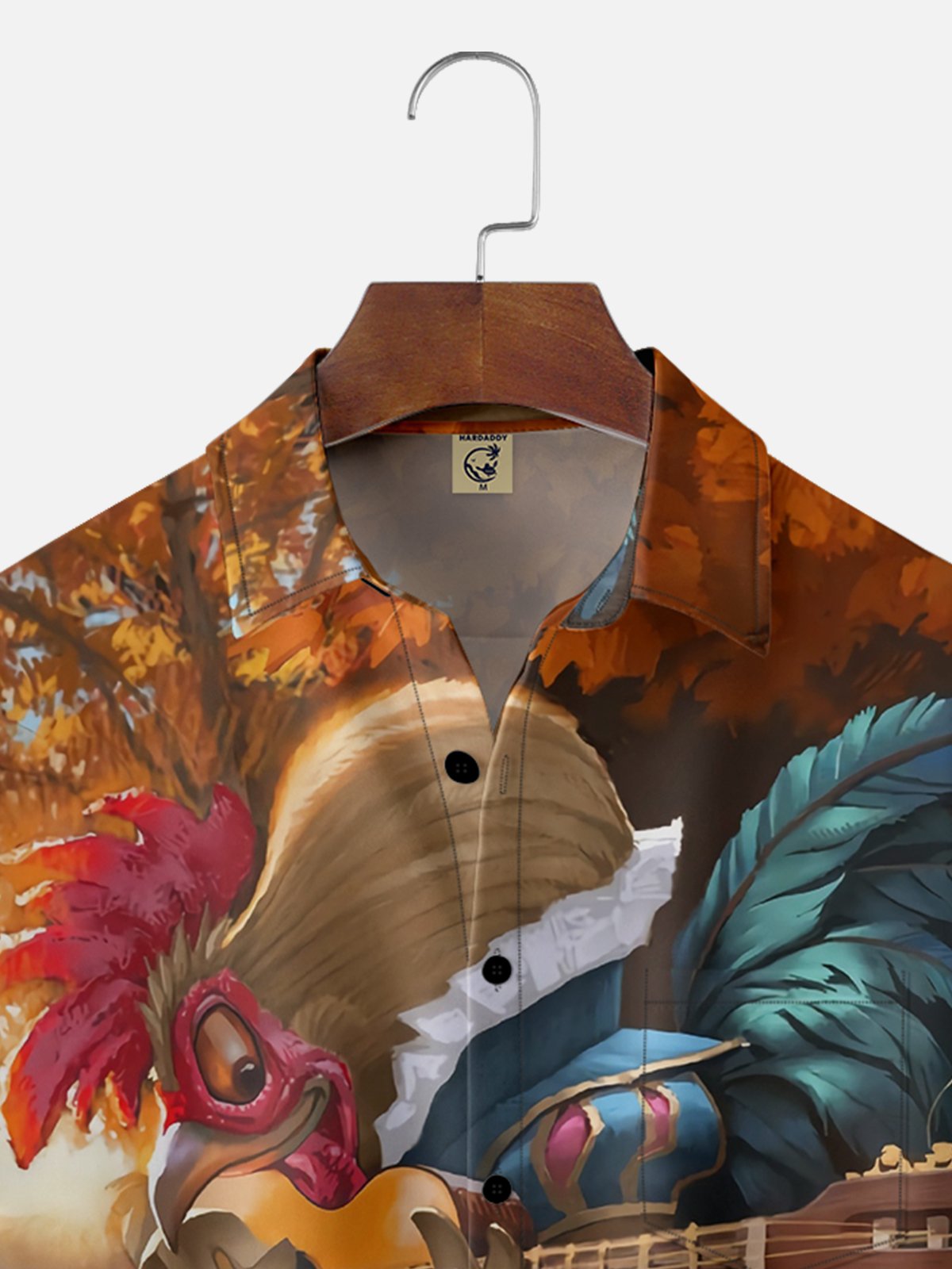 Moisture Wicking Fun Guitar Chicken Chest Pocket Hawaiian Shirt