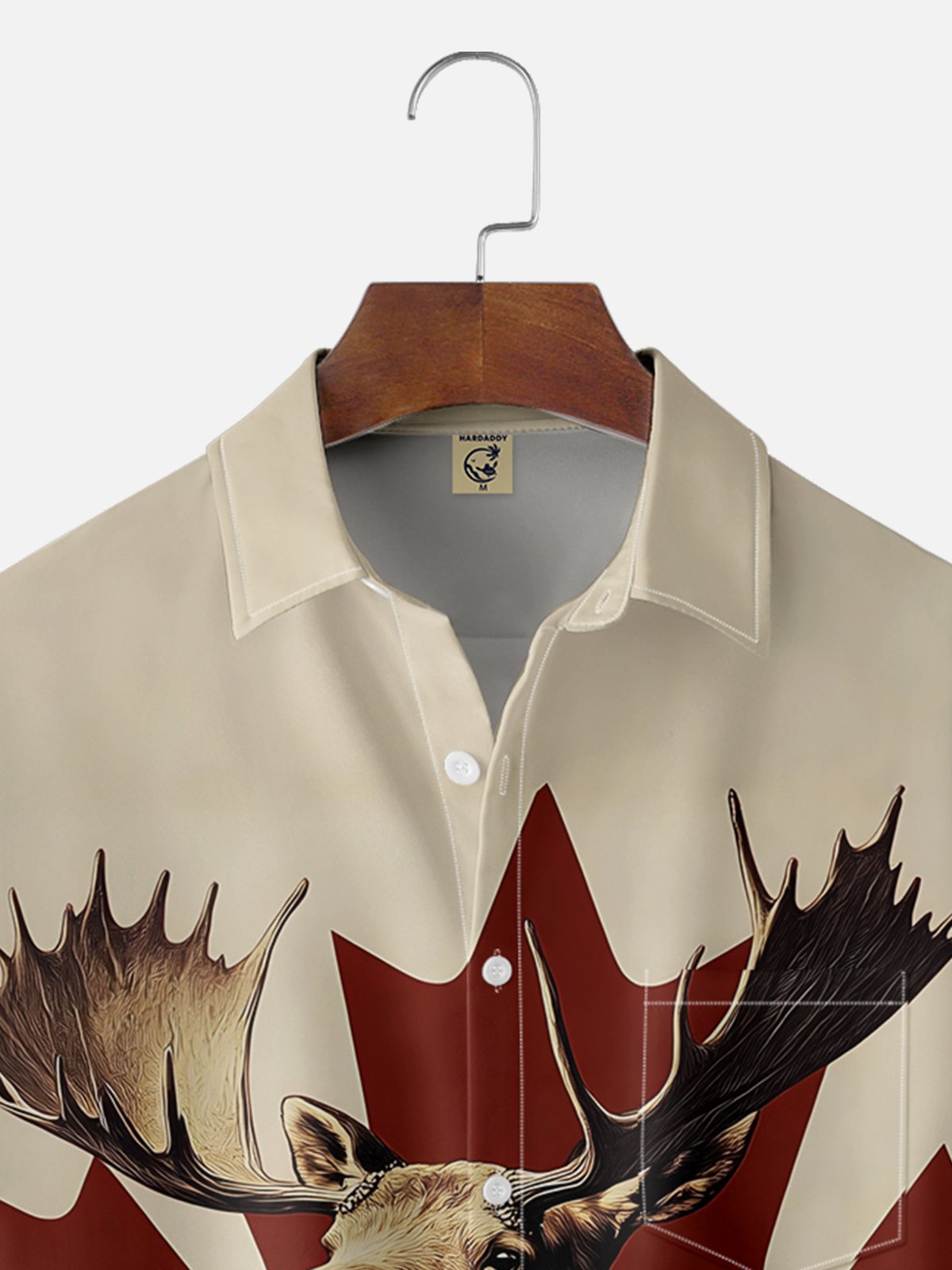Moisture-wicking Canada Day Reindeer Maple Leaf Chest Pocket Casual Shirt