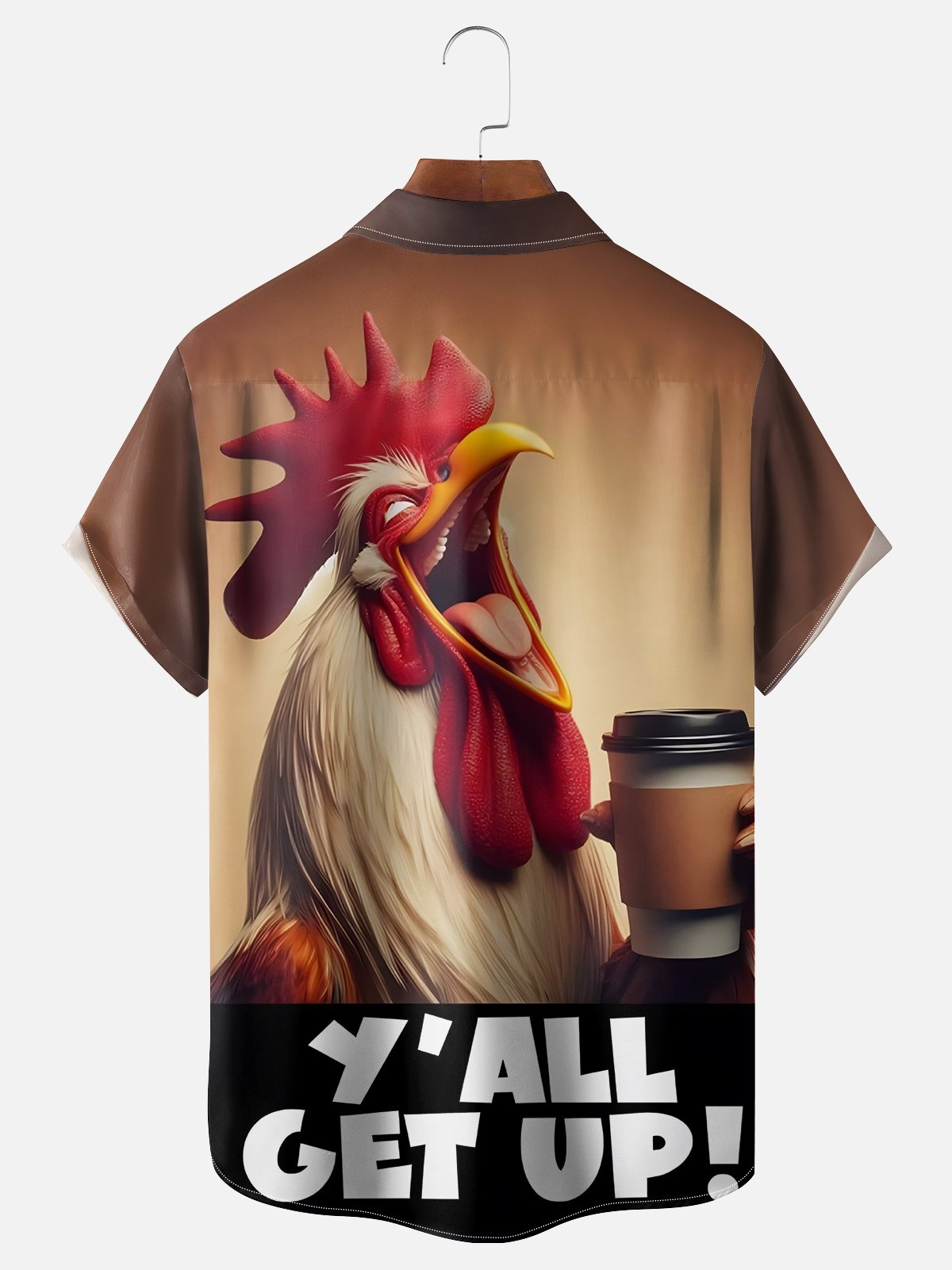 Moisture Wicking Funny Chicken Chest Pocket Hawaiian Shirt