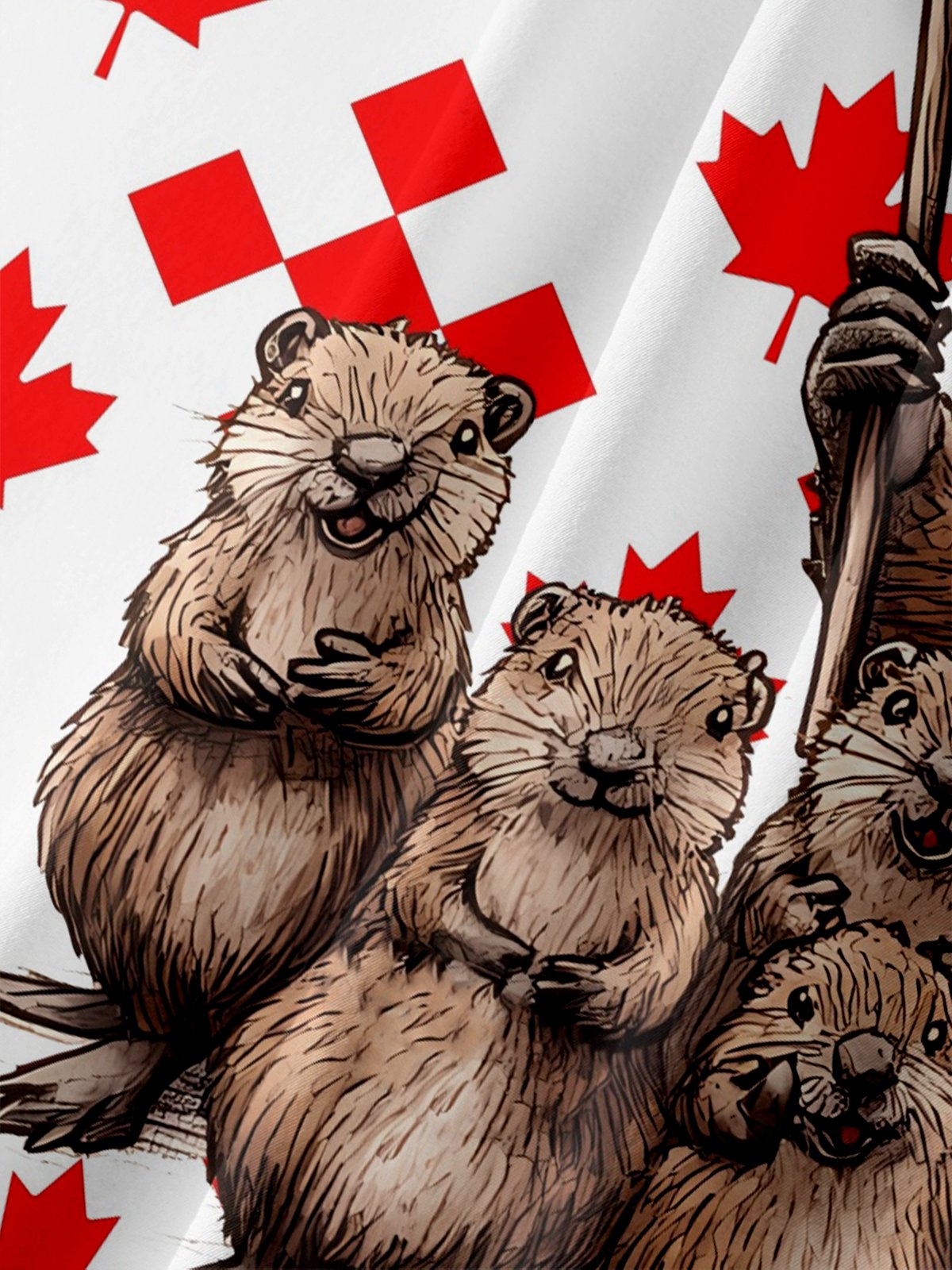 Moisture-wicking Canada Day Beaver Chest Pocket Casual Shirt