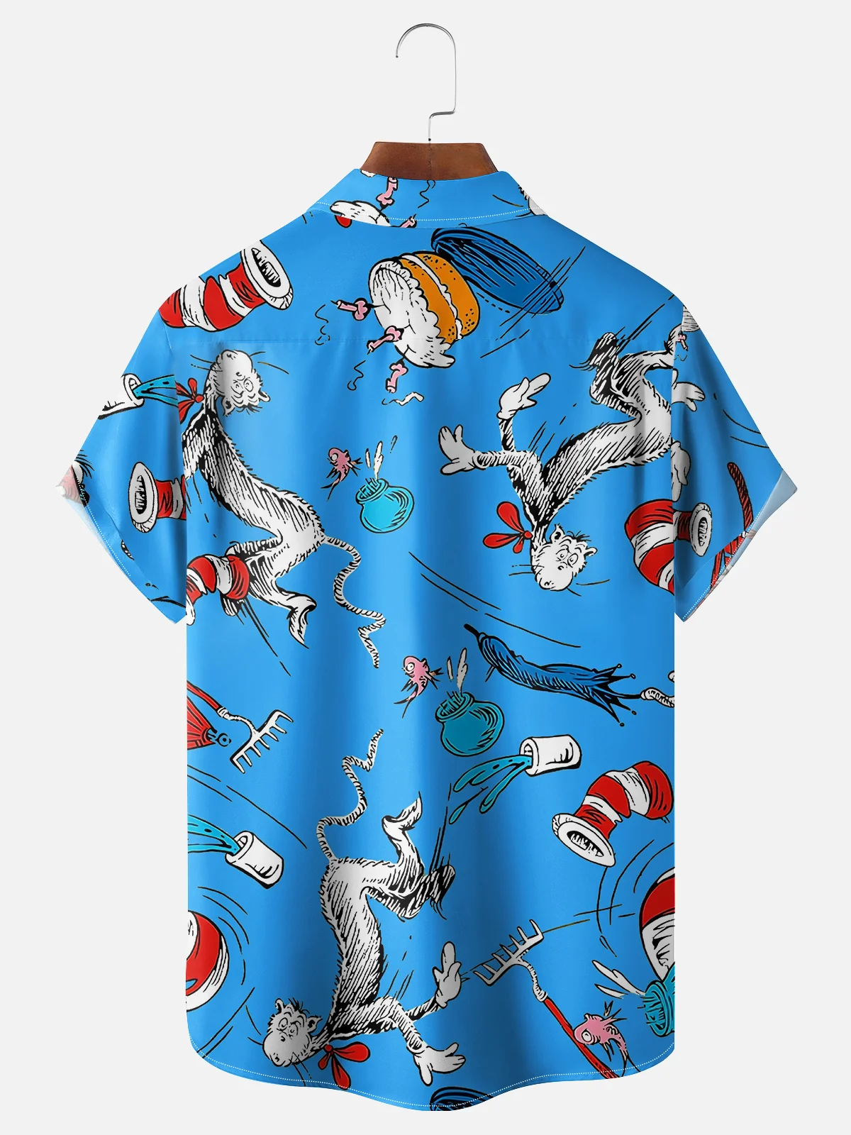 Tall Size Moisture-wicking Vintage Classic Seuss Art Dr. Chest Pocket Casual Shirt