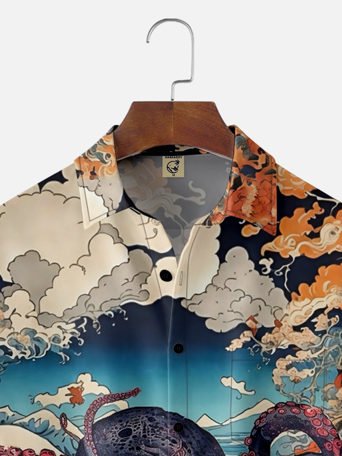 Moisture-wicking Octopus Ukiyo-e Chest Pocket Casual Shirt