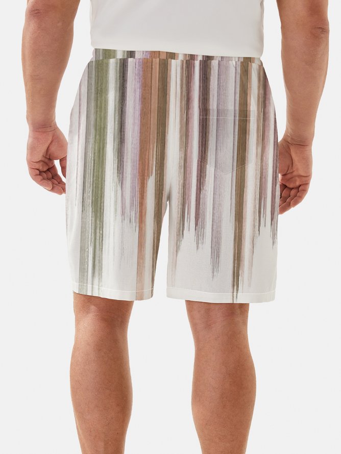 Moisture Wicking Gradient Stripe Casual Shorts