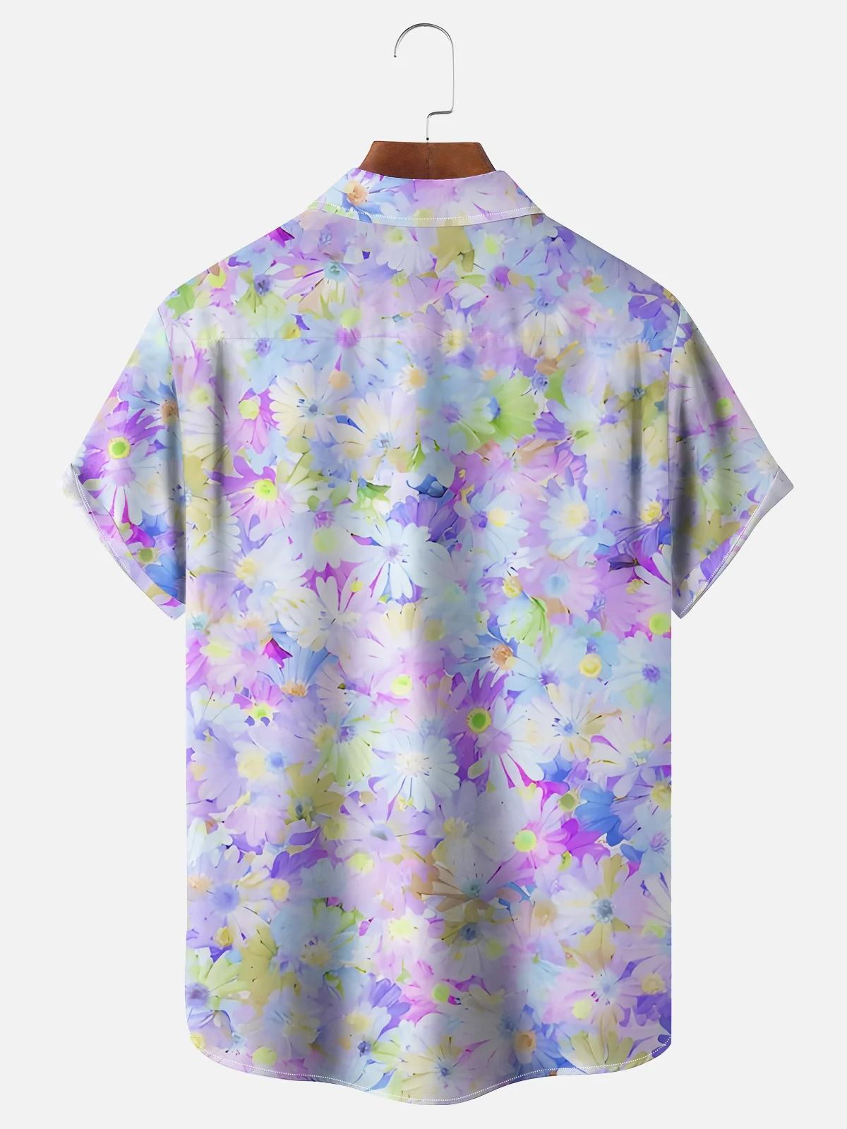 Moisture-wicking Floral Gradient Color Chest Pocket Hawaiian Shirt