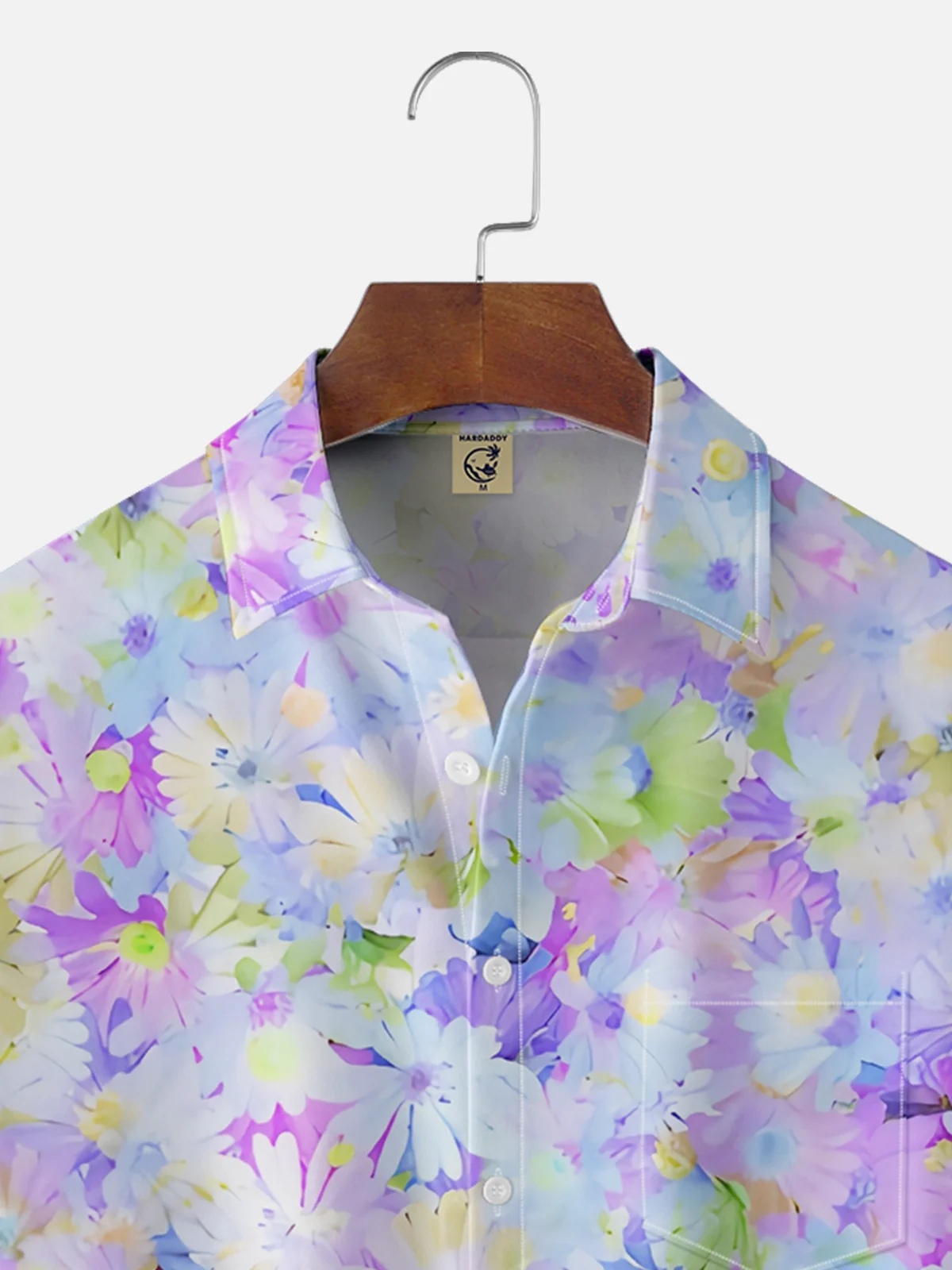Moisture-wicking Floral Gradient Color Chest Pocket Hawaiian Shirt
