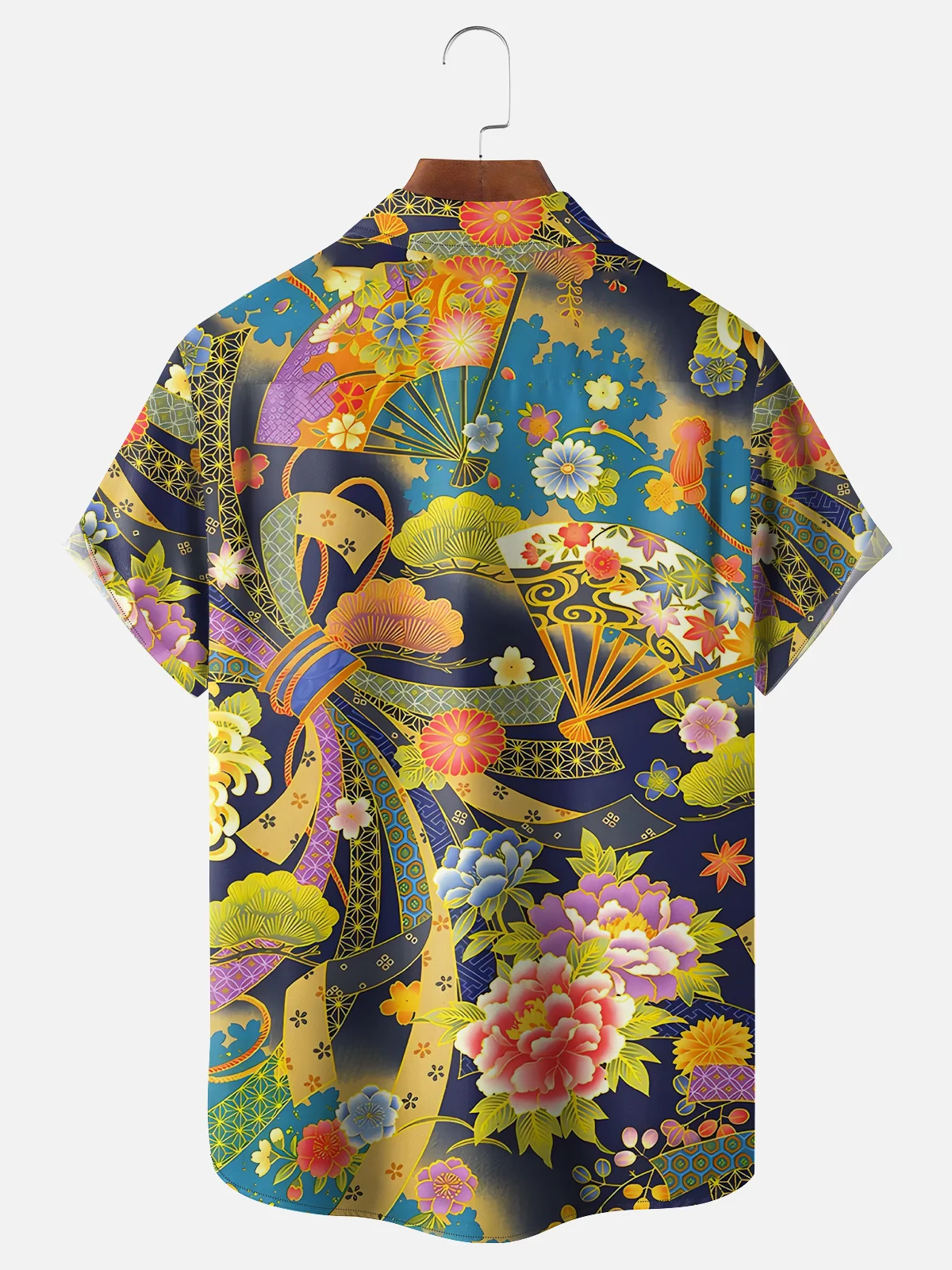 Moisture-wicking Flowers Japanese Culture Chest Pocket Casual Shirt