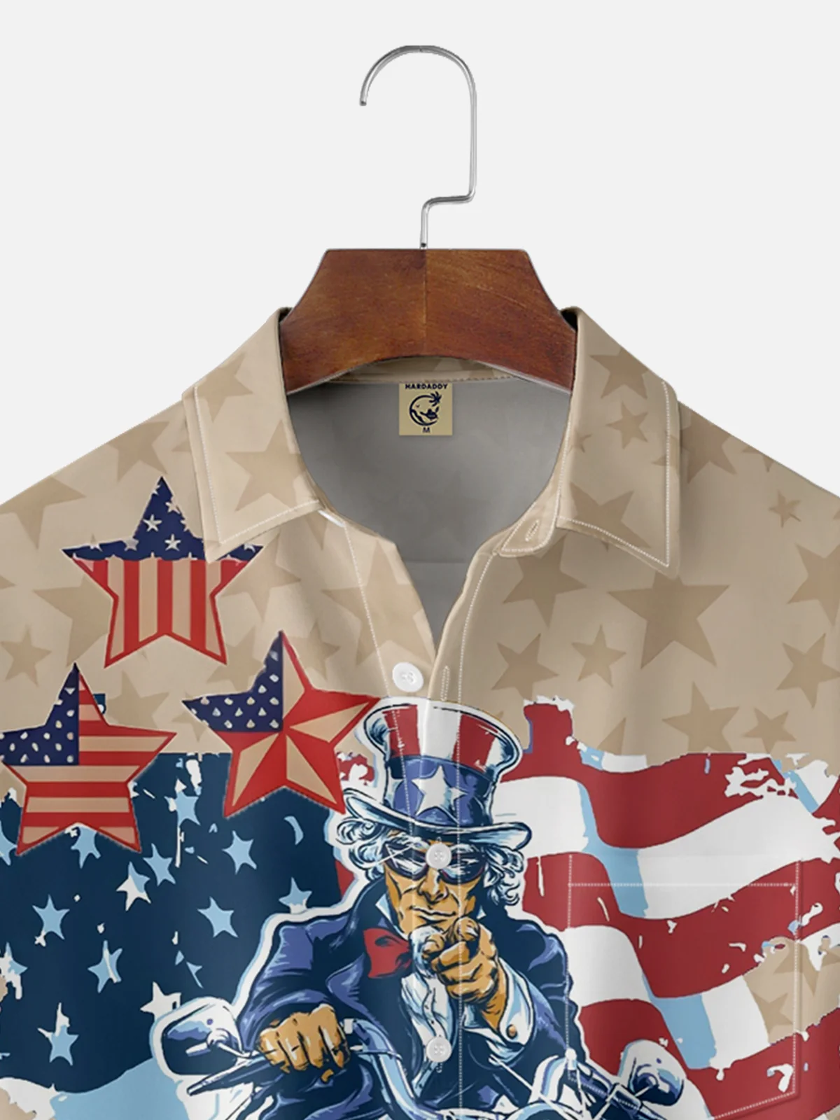 Moisture-wicking Independence Day American Flag Motorcycle Chest Pocket Casual Shirt