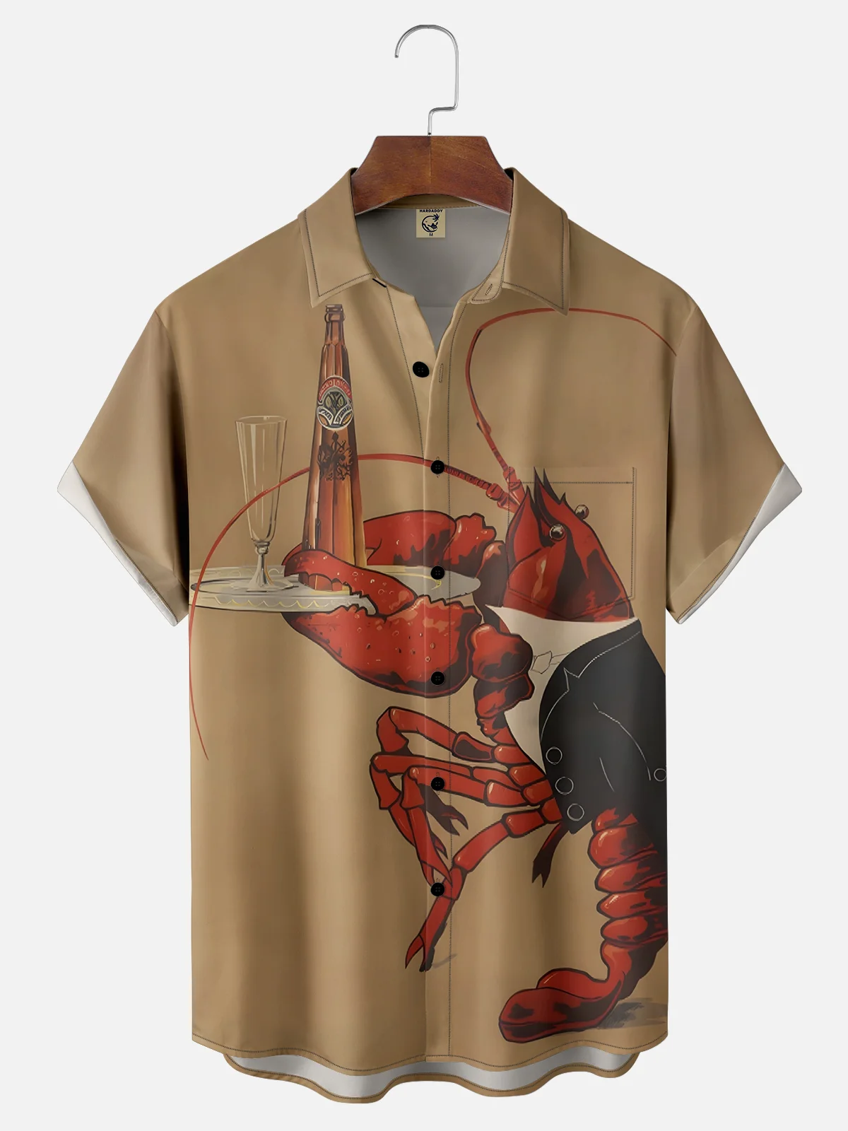 Moisture-wicking Lobster Funny Chest Pocket Casual Shirt