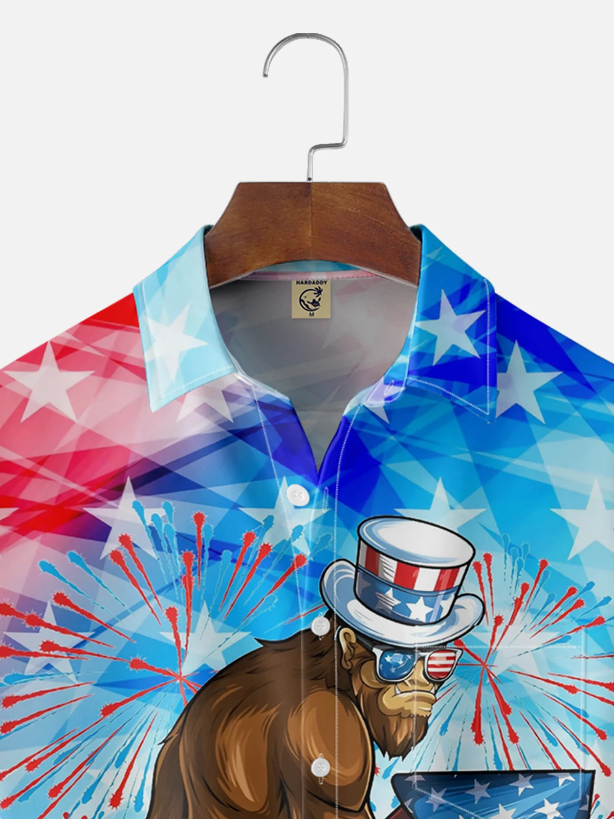 Moisture-wicking Independence Day Bigfoot Merica Chest Pocket Casual Shirt