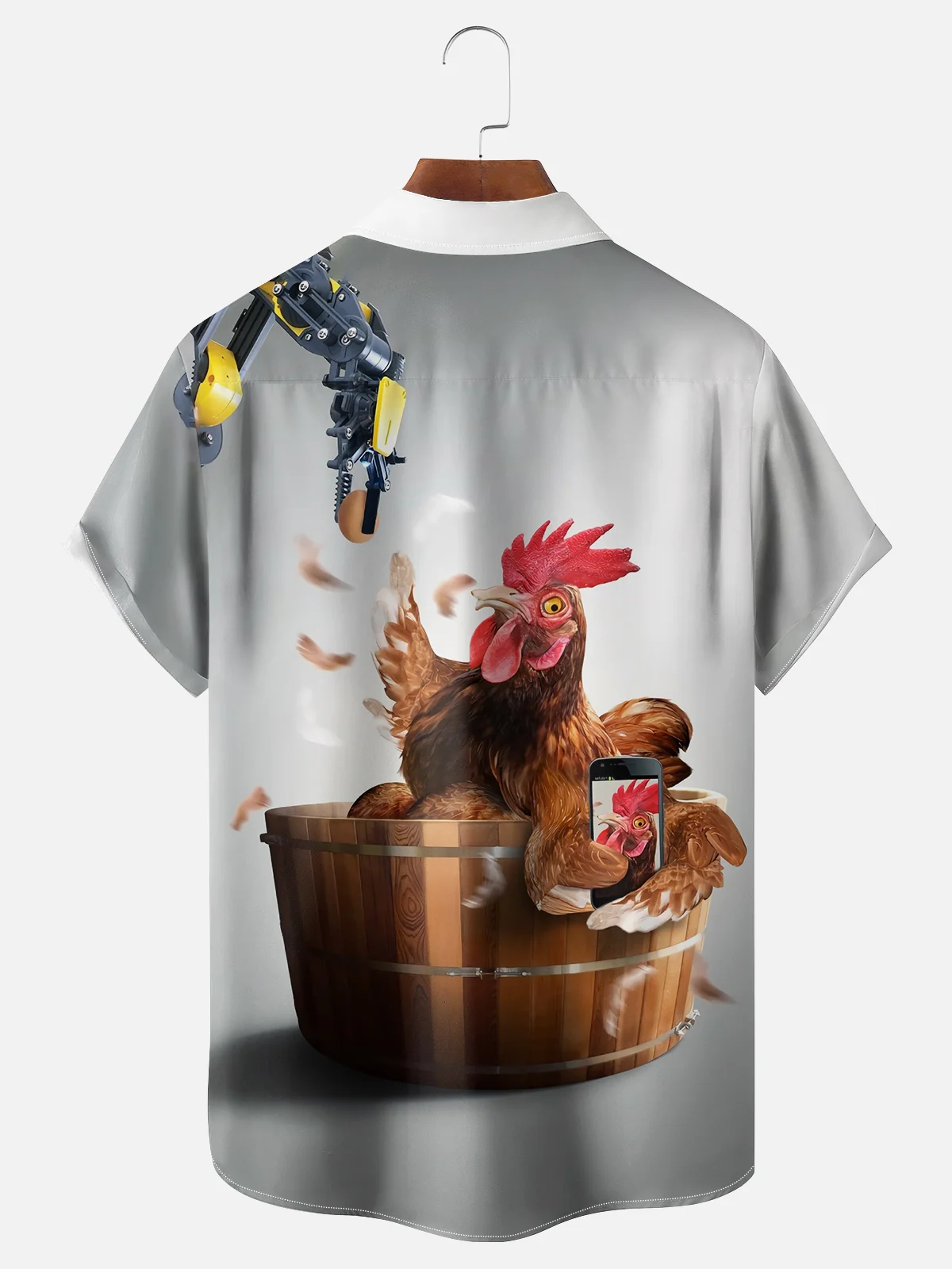 Moisture-wicking Rooster Egg Funny Chest Pocket Casual Shirt