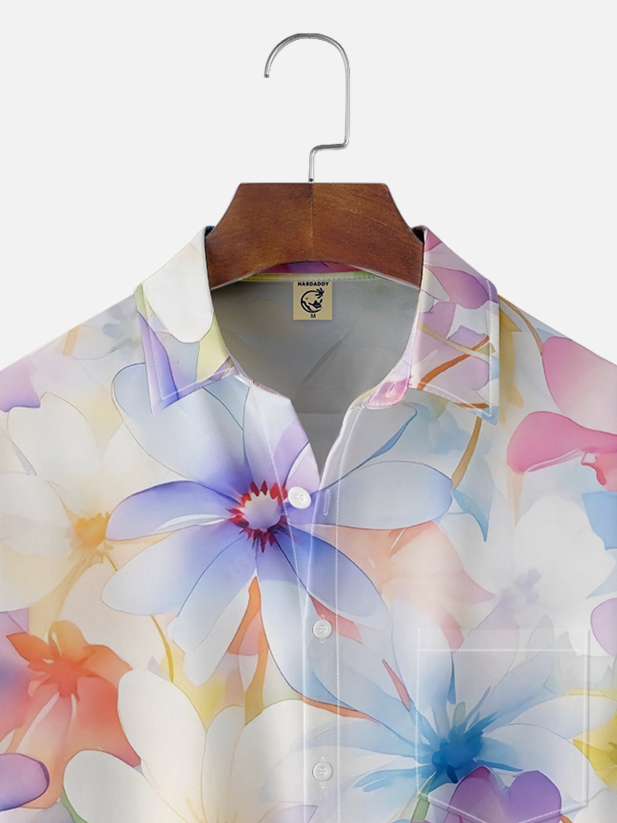 Moisture-wicking Floral Gradient Color Chest Pocket Hawaiian Shirt