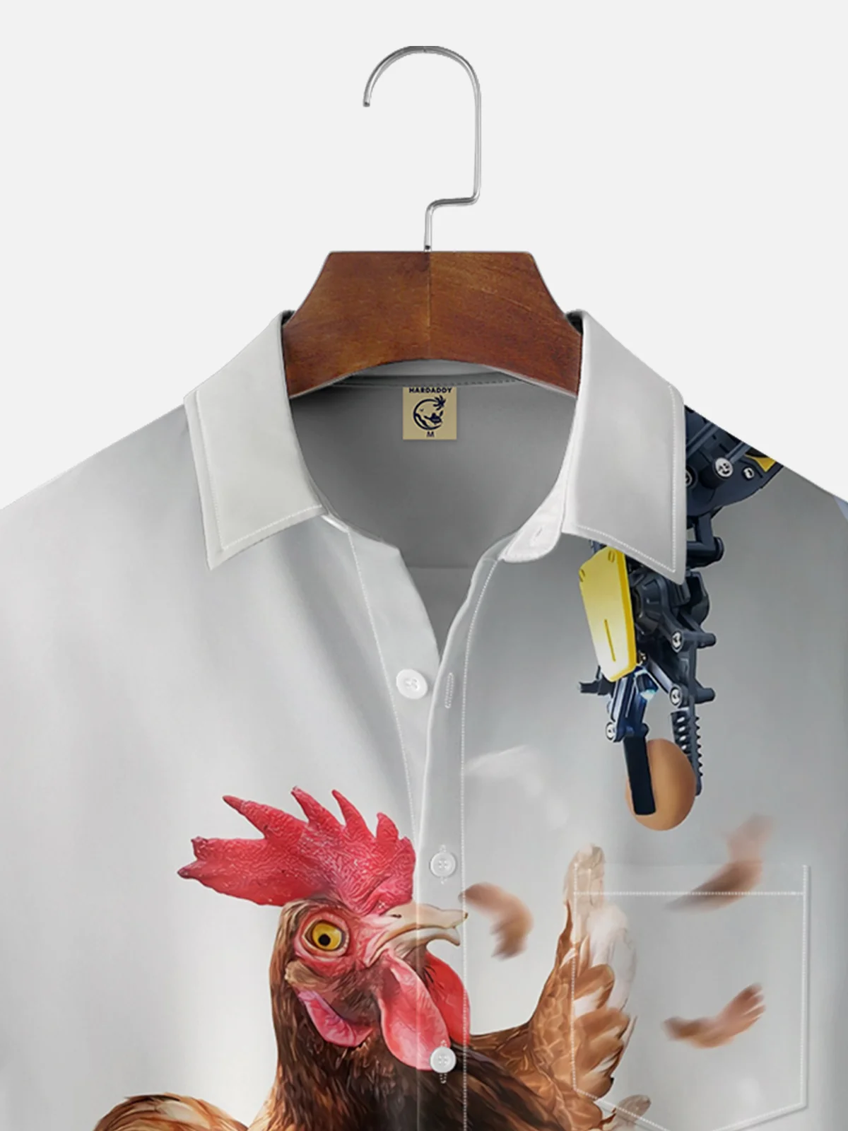 Moisture-wicking Rooster Egg Funny Chest Pocket Casual Shirt