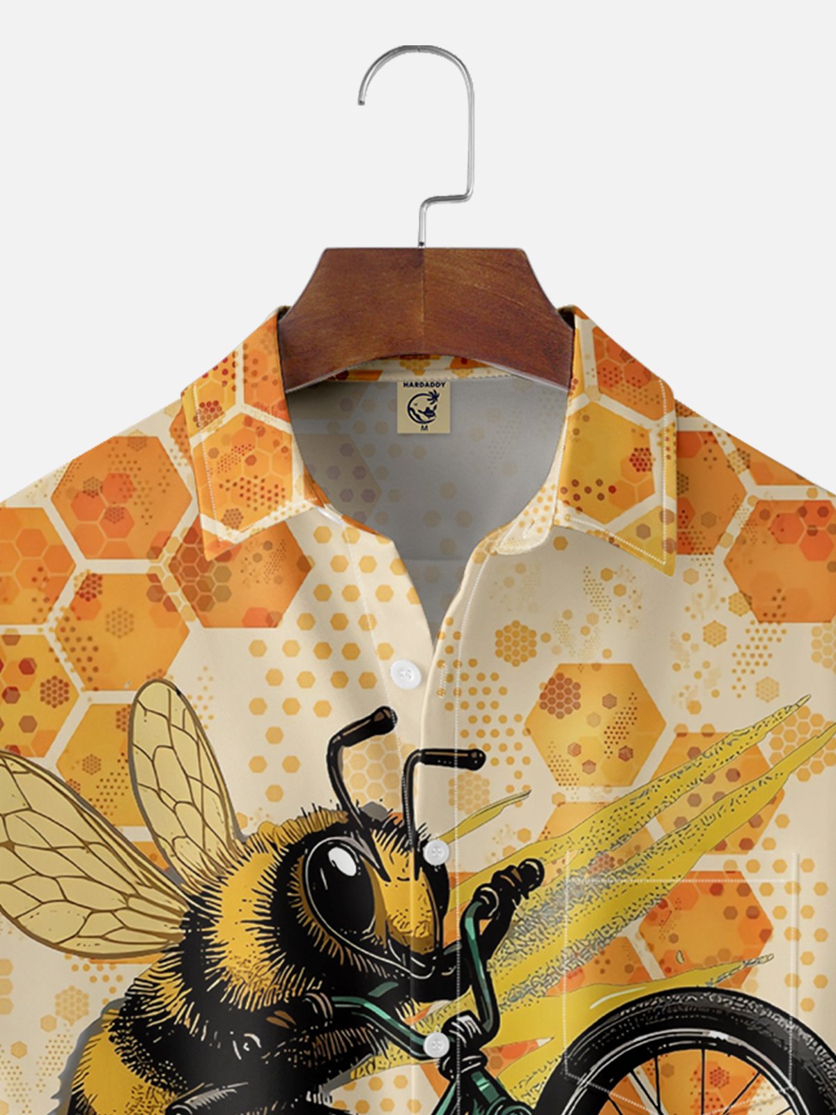 Moisture-wicking Bee Hive Motorcycle Chest Pocket Casual Shirt