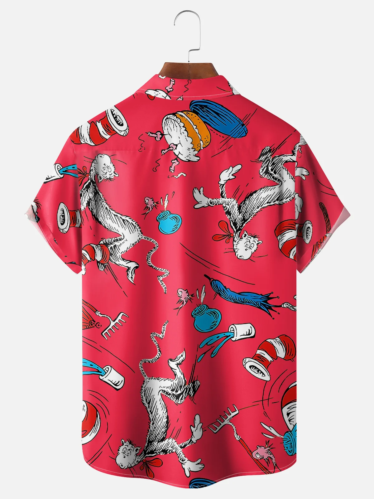 Tall Size Moisture-wicking Vintage Classic Seuss Art Dr. Chest Pocket Casual Shirt
