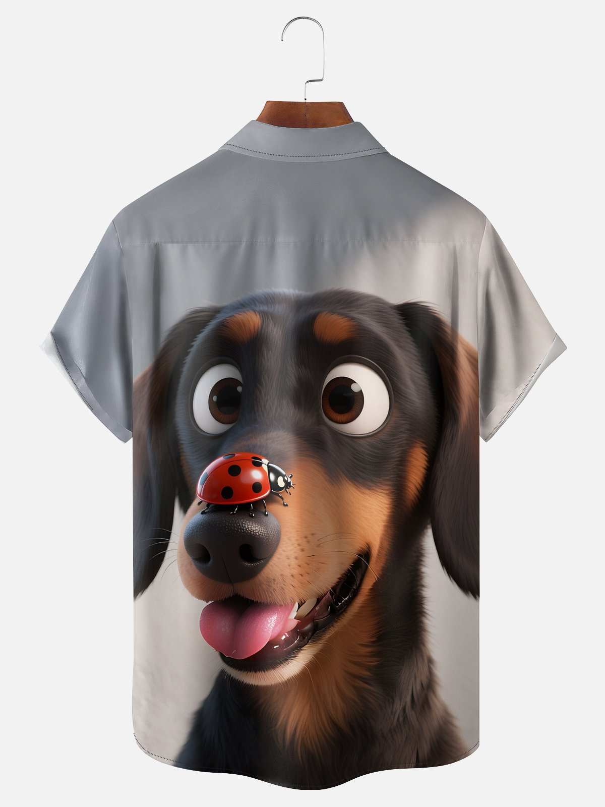 Moisture-wicking Dog Ladybug Chest Pocket Casual Shirt