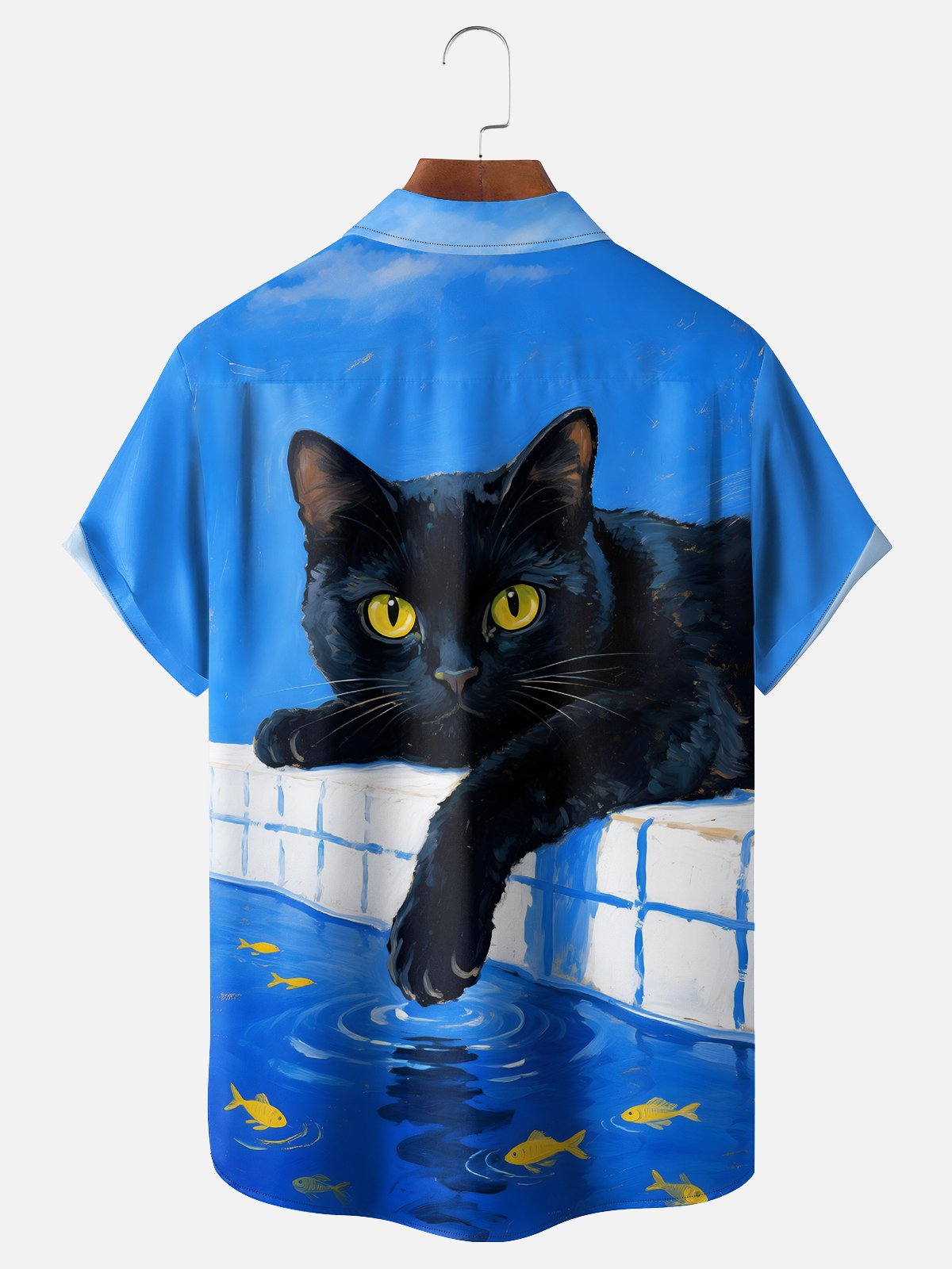Moisture-wicking Cat Chest Pocket Casual Shirt