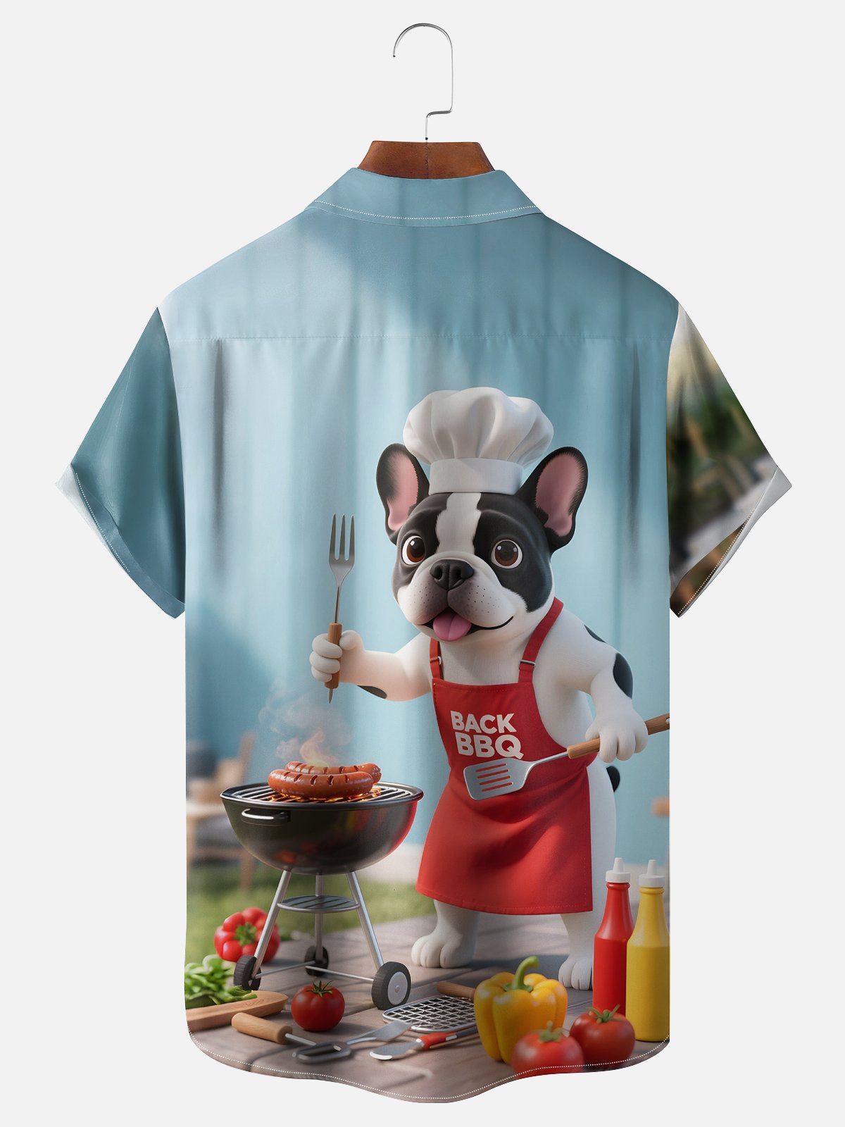 Moisture-wicking Barbecue Chef Bulldog Chest Pocket Casual Shirt