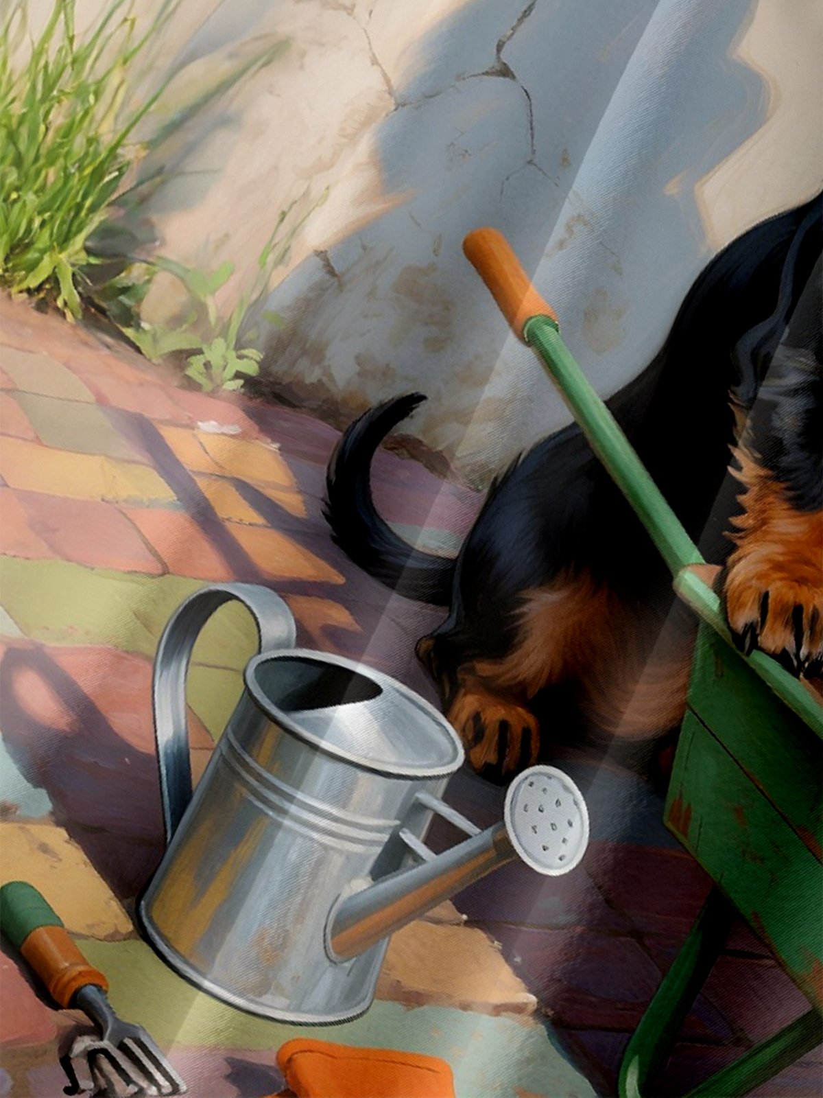 Moisture-wicking Dachshund Garden Chest Pocket Hawaiian Shirt
