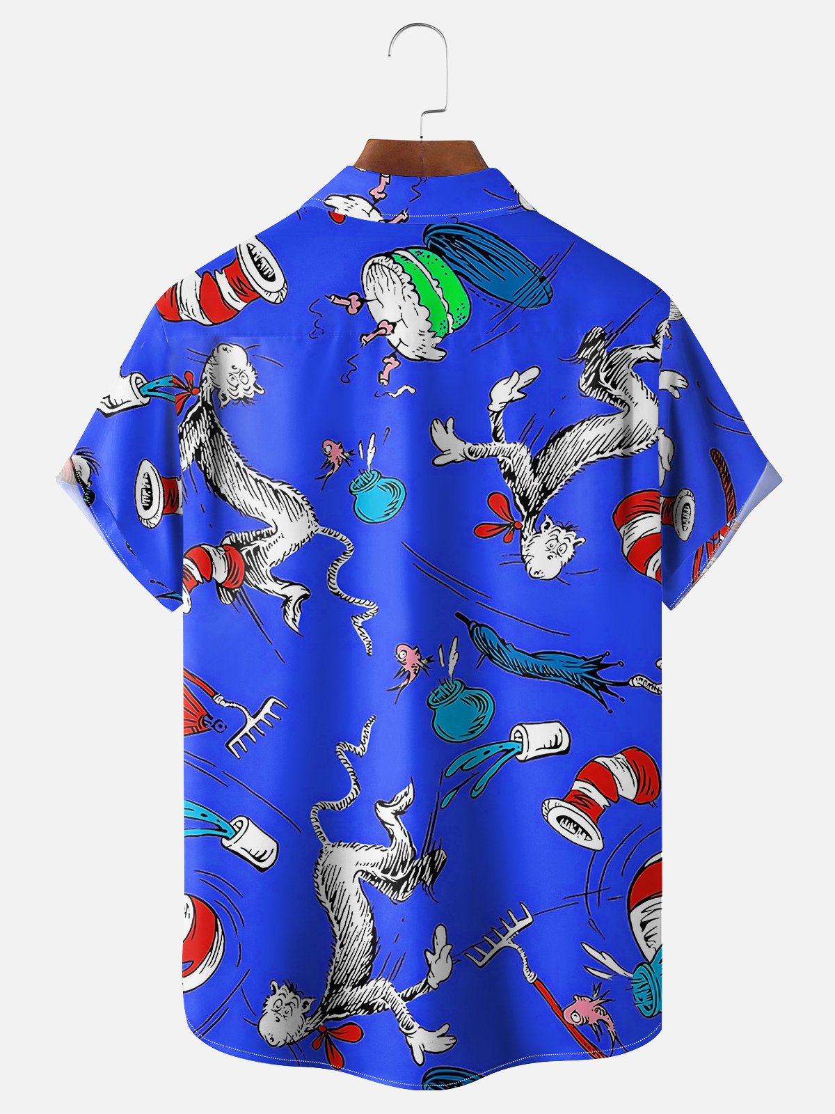 Tall Size Moisture-wicking Vintage Classic Seuss Art Dr. Chest Pocket Casual Shirt