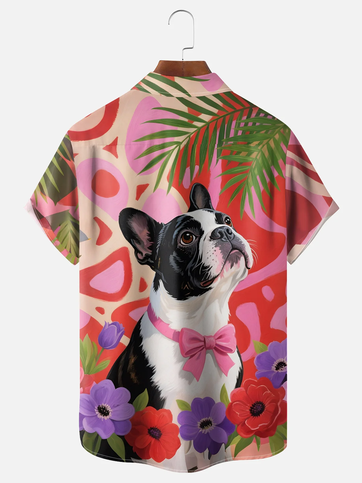 Moisture-wicking Bulldog Floral Chest Pocket Hawaiian Shirt