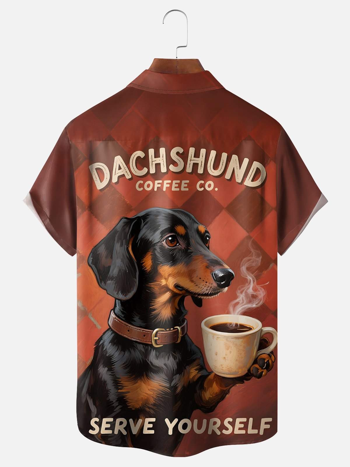 Moisture-wicking Dachshund Coffee Chest Pocket Casual Shirt