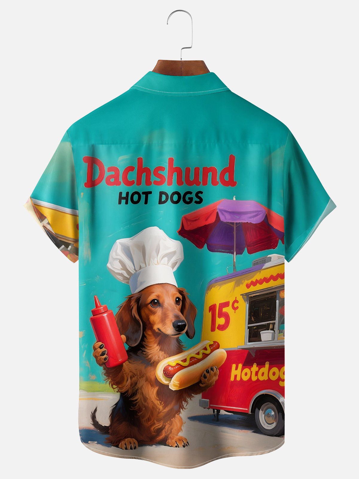 Moisture-wicking Dachshund Hot Dog Chest Pocket Casual Shirt