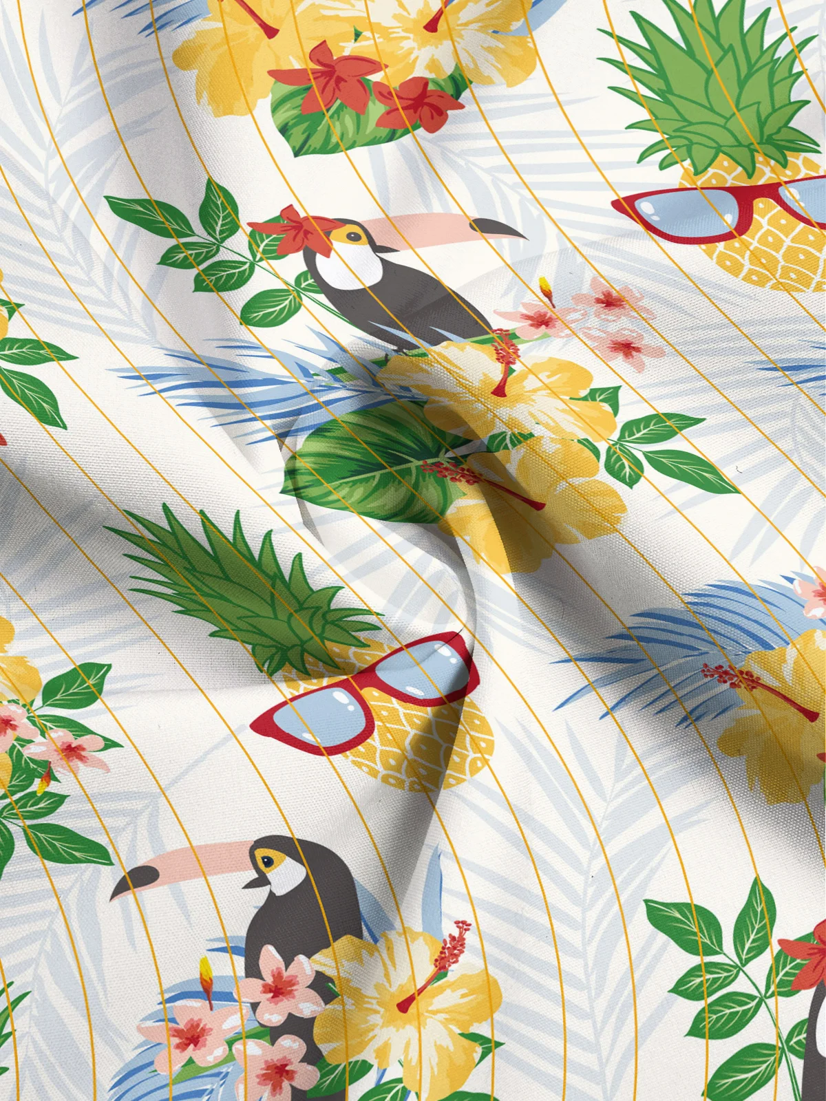 Moisture-wicking Tropical Palm Tree Parrot Aloha Shirt
