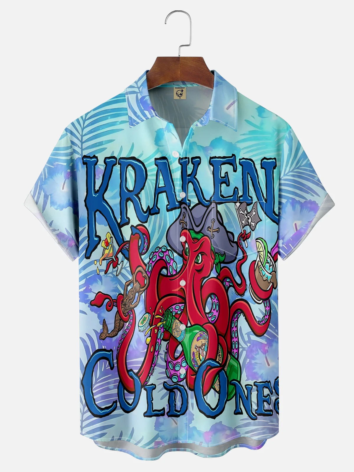 Hardaddy X Artist John Nelson Moisture-wicking Pirate Octopus Chest Pocket Hawaiian Shirt