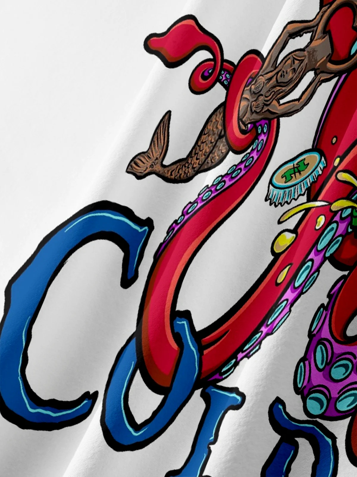 Hardaddy X Artist John Nelson Moisture-wicking Pirate Octopus Chest Pocket Hawaiian Shirt