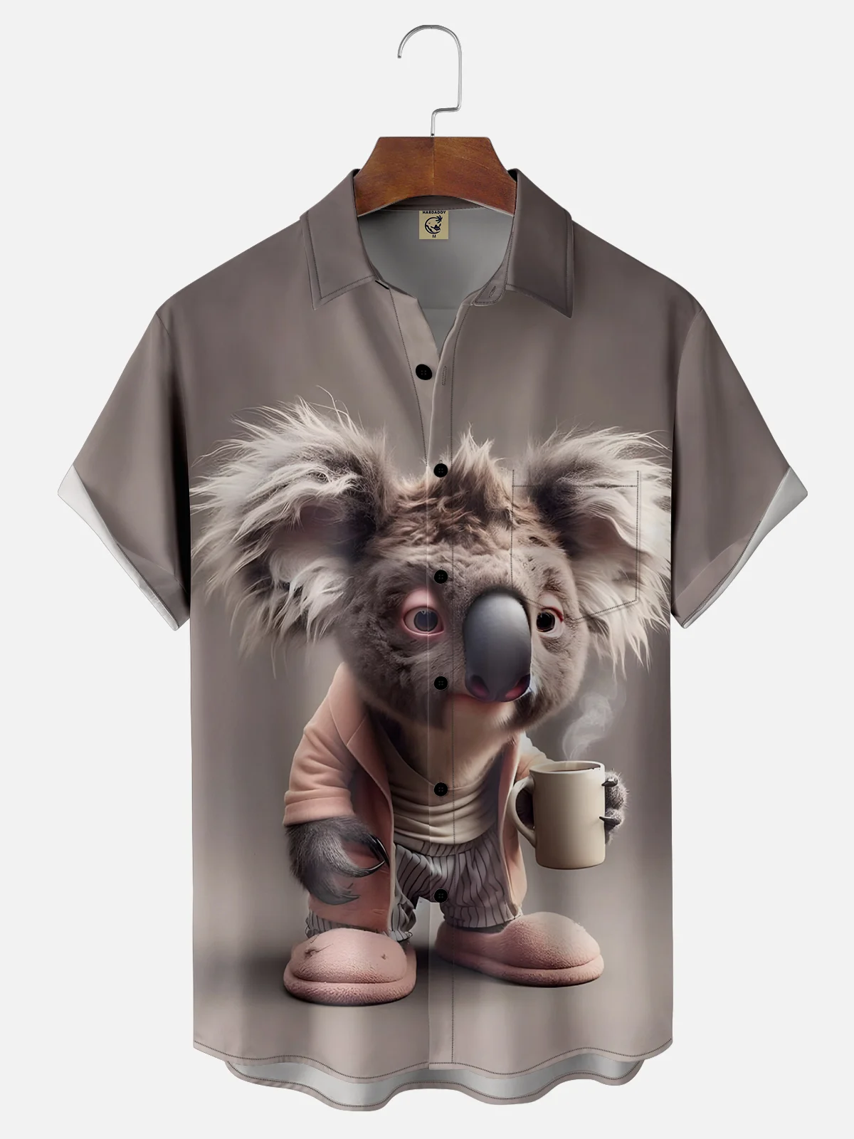 Moisture-wicking Koala Chest Pocket Hawaiian Shirt